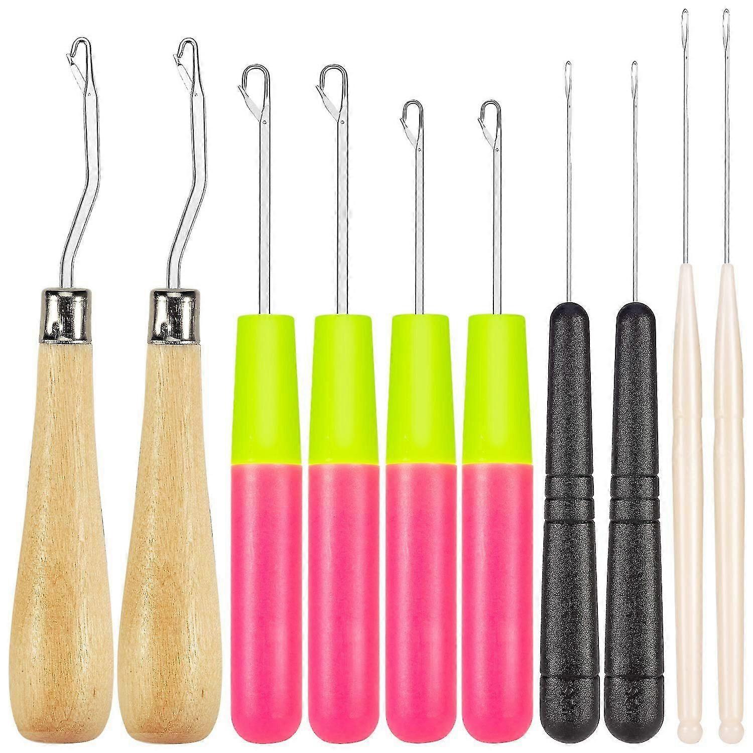 Bent Latch Hook Crochet Needle Hook, Include Wooden Bent Latch Hook Plastic Curl Crochet Needle For