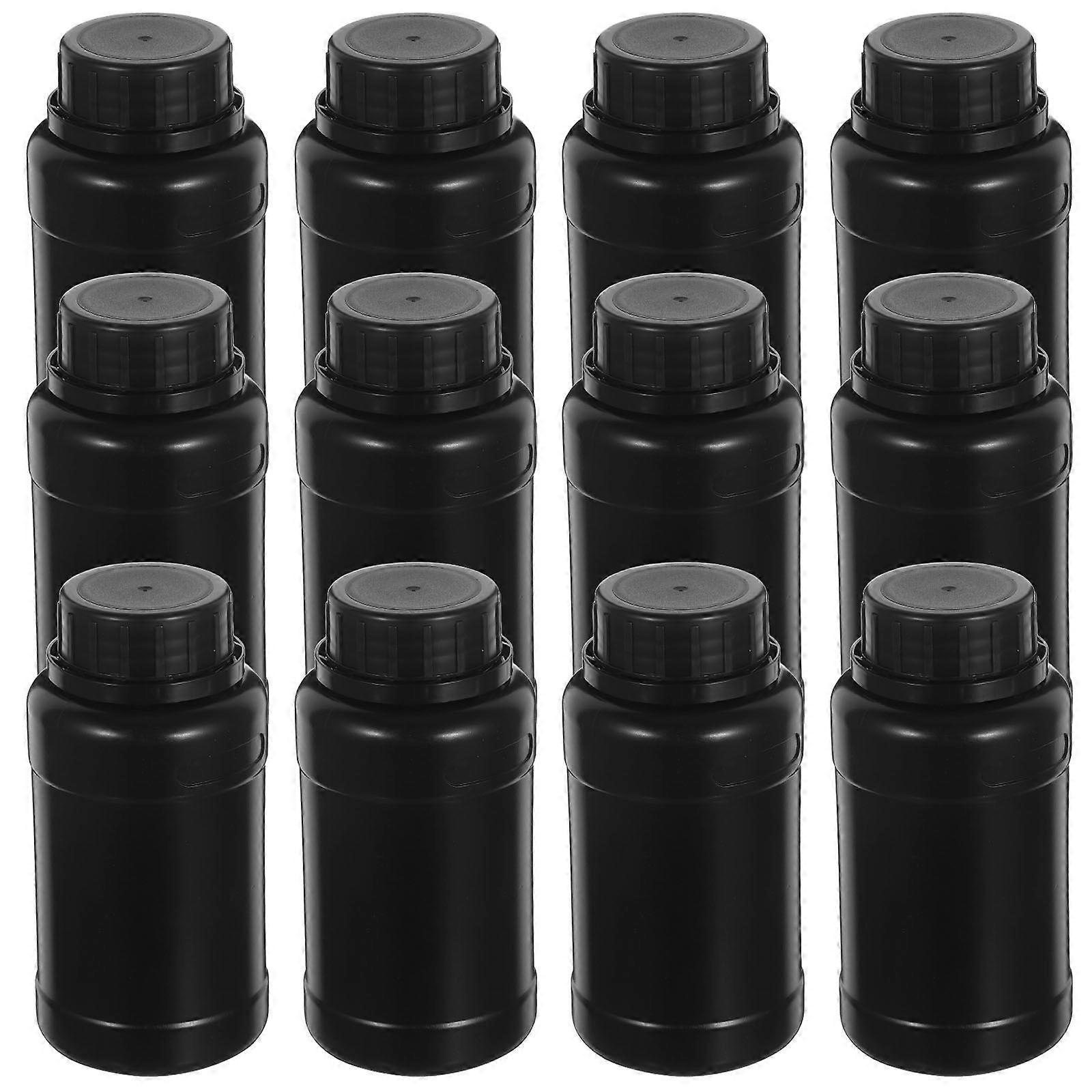 12pcs Lab Chemical Reagent Bottles: 250ml Plastic Leak-Proof Bottle - Wide Mouth Storage Containers With Screw Caps - Reusable Sample Containers