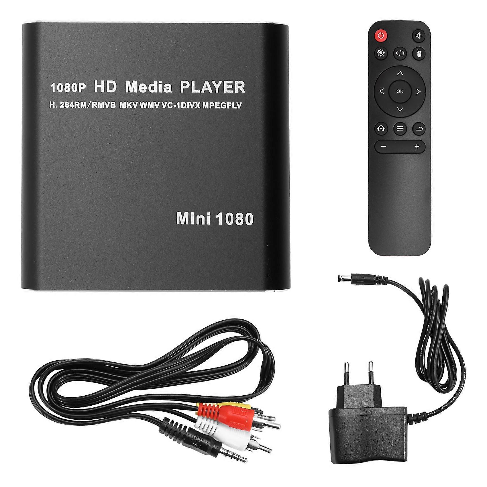 MKV H.264 HDD Multimedia Player Full HD 1080P USB Media Player with SD Media TV Box Support RMVB WMV HDD Player EU PLUG