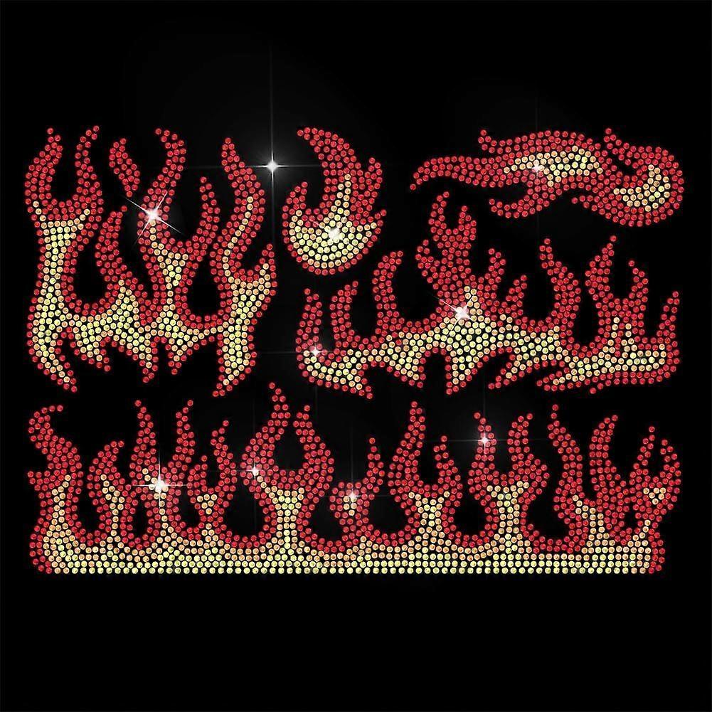 Red Rhinestone Iron on Transfer Flame Bling Diamond Hotfix Patches for Clothes 11.6"x8.2" Large Iron On Sequin Applique for Jeans Jacket Caps Bag T-Sh
