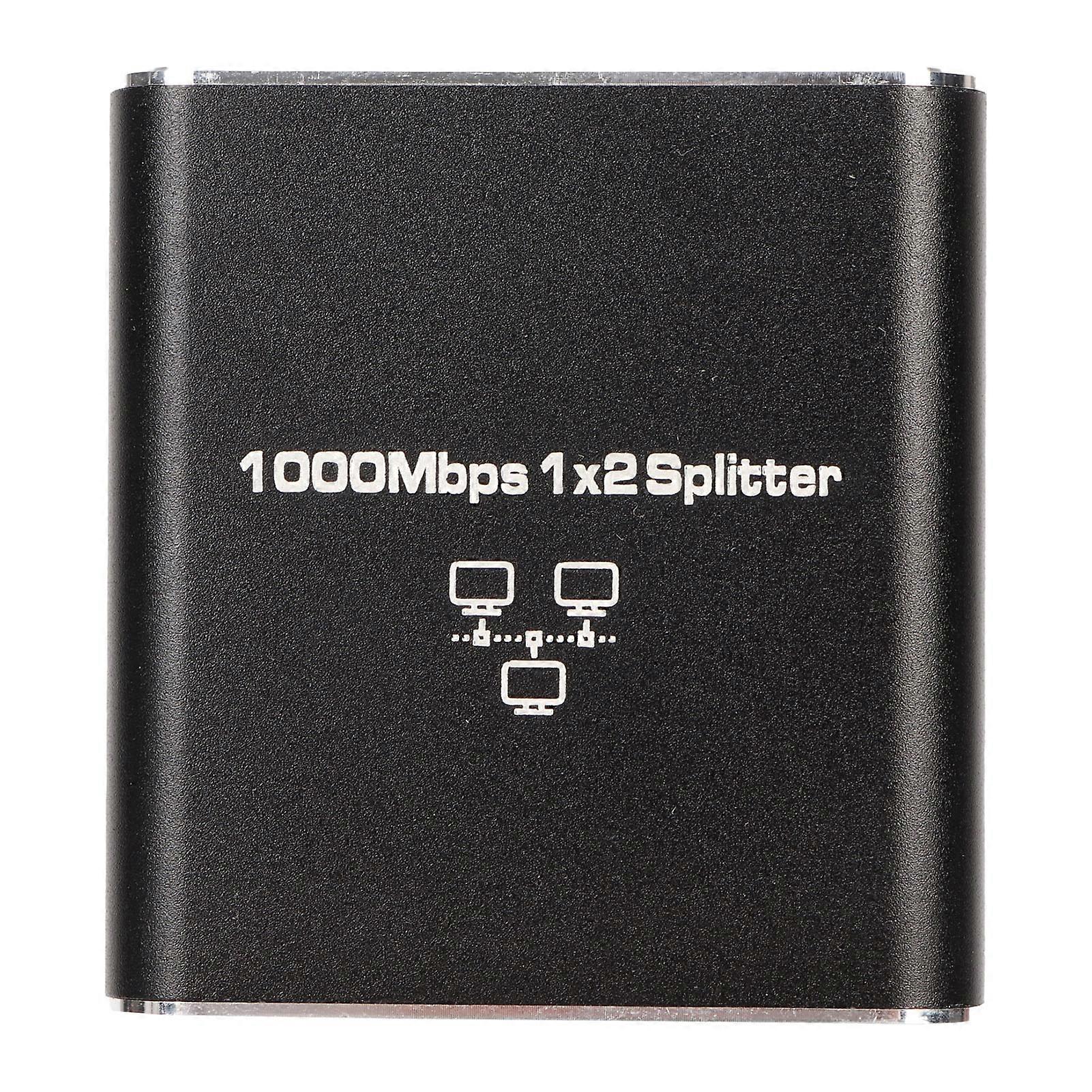 Ethernet Splitter RJ45 Network Port 1 to 2 Port Aluminum Alloy Gigabit Network Switch 1000Mbps