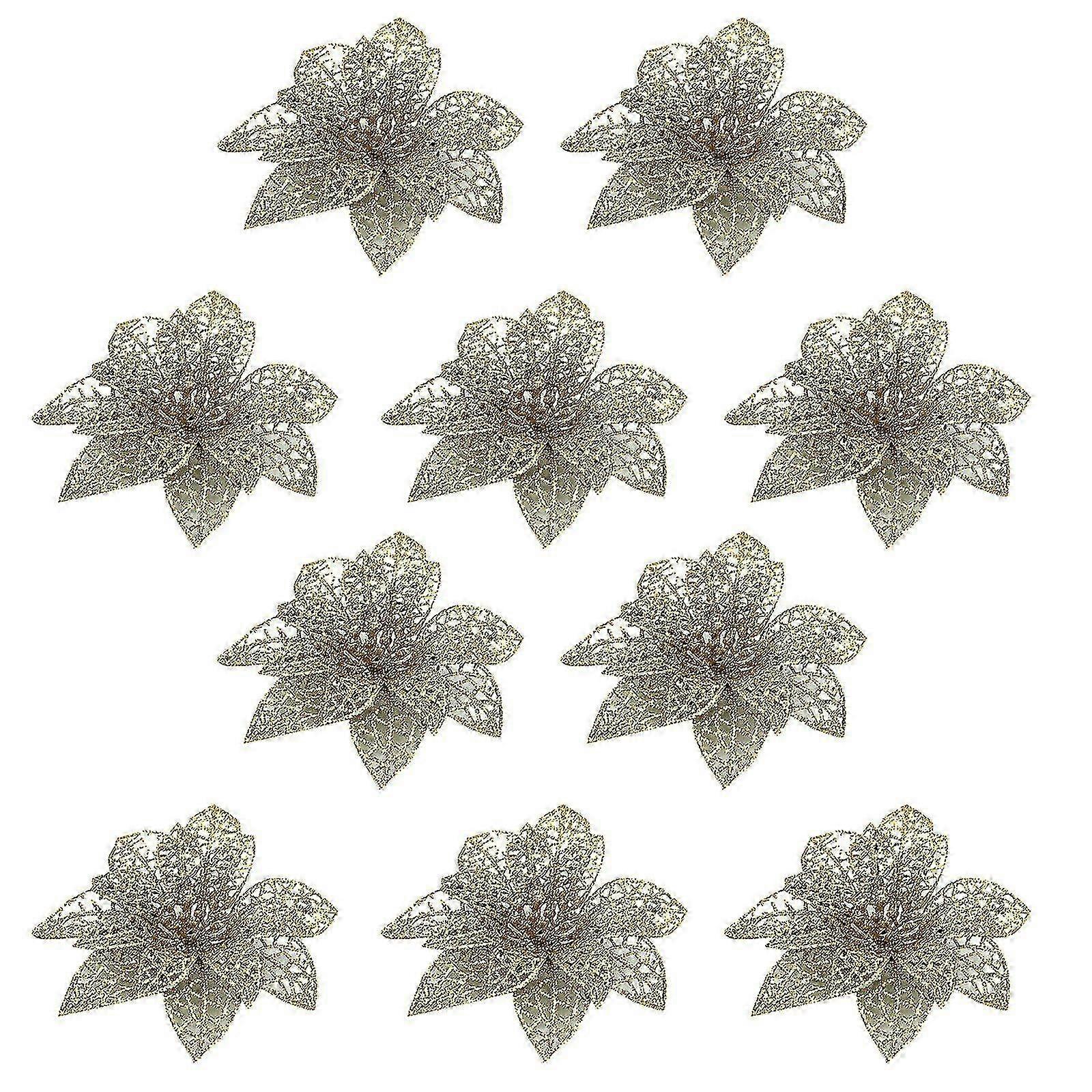 10pcs Christmas Simulation Flowers for Christmas Tree Ornaments