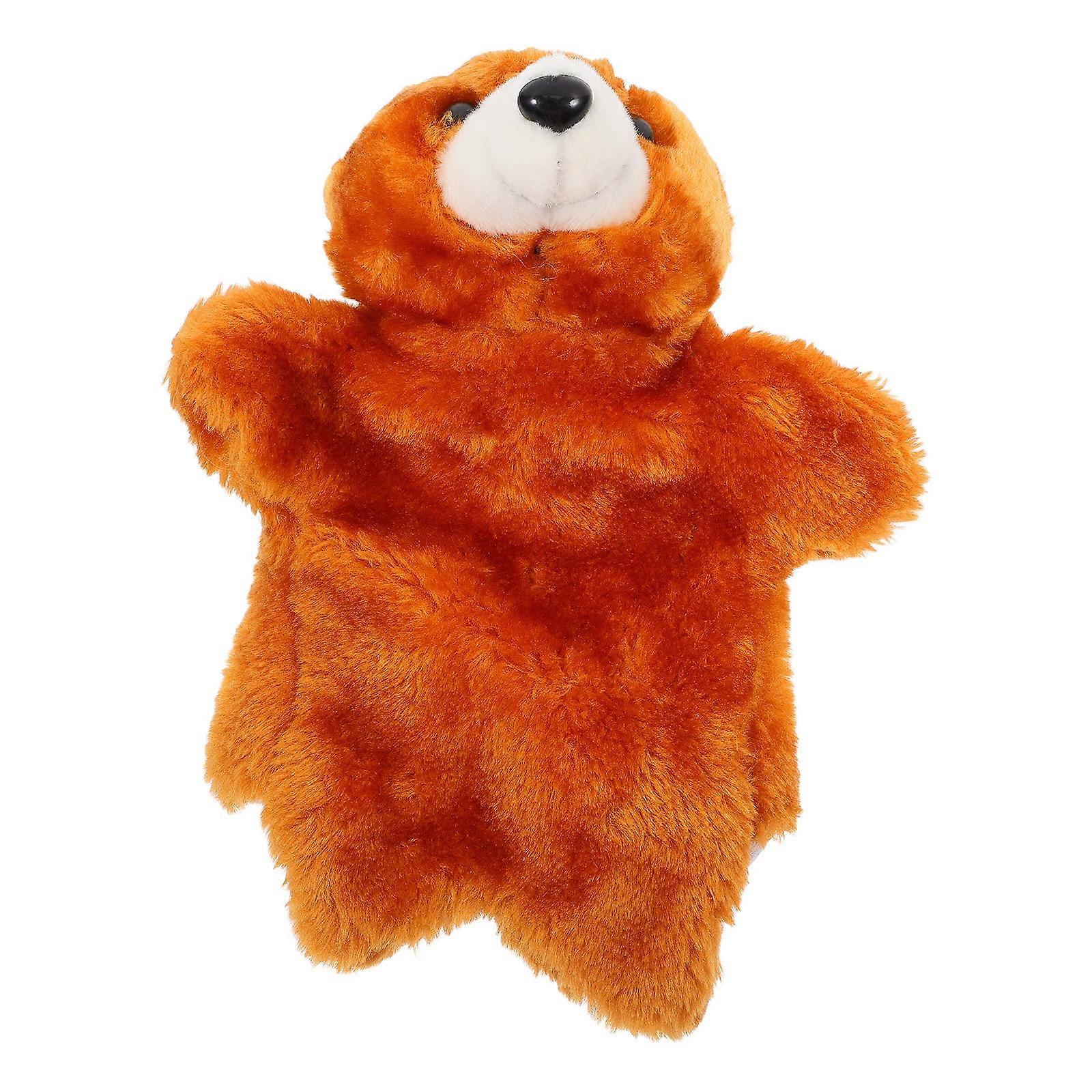 Interactive Storytelling Bear Puppet Education Toy For Children Featuring Cute Bear Shape Made Of Plush And PP Cotton In Chocolate Color 1Set