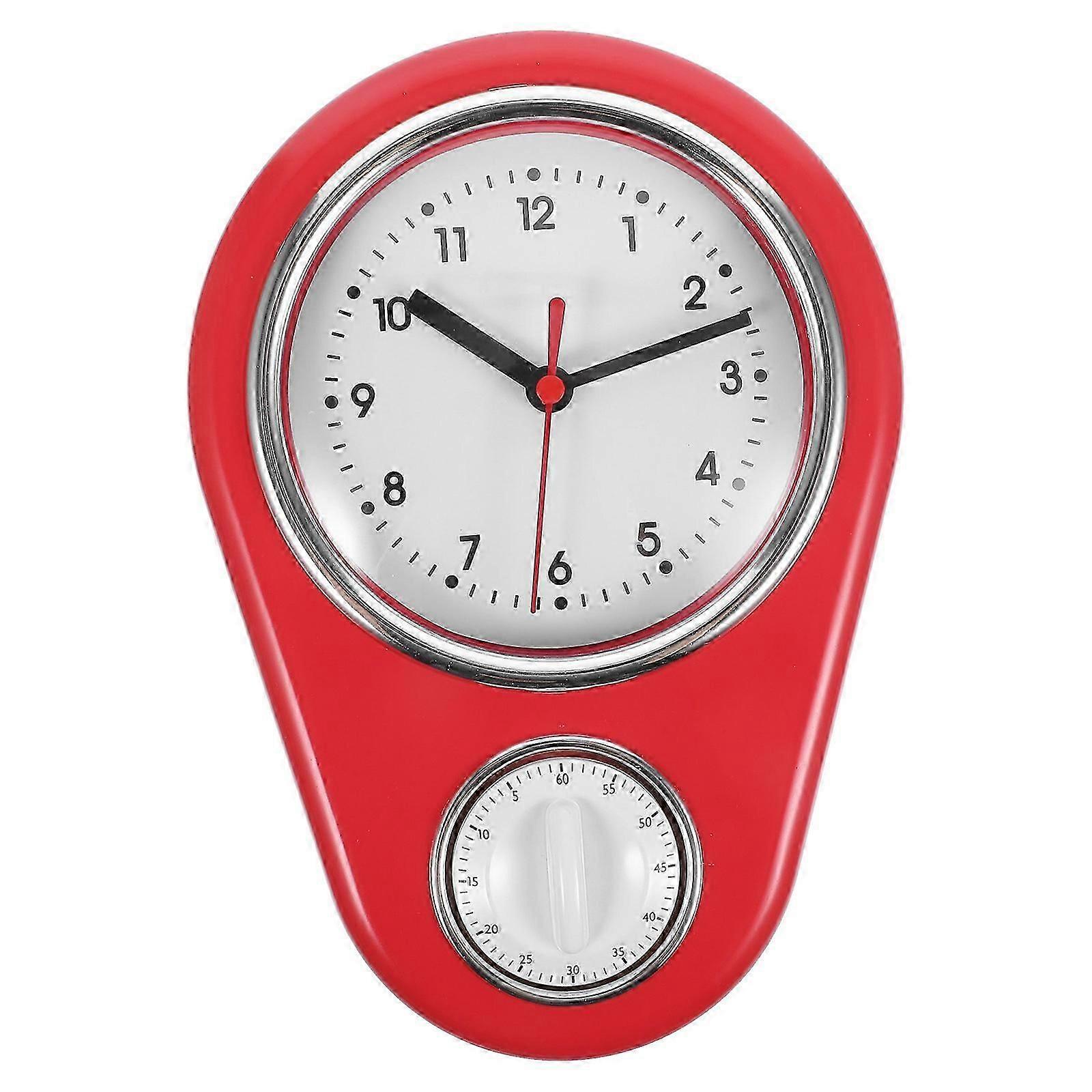 Food Timer Kitchen Wall Clock Home Use Red Rectangular 31.6*21.6cm 1pack