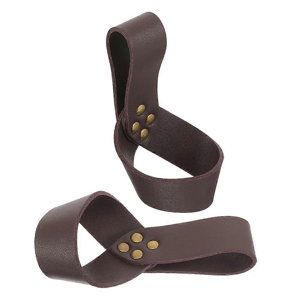 Renaissance Knight Sword Holder for Protecting Use 2Pcs Brown PU