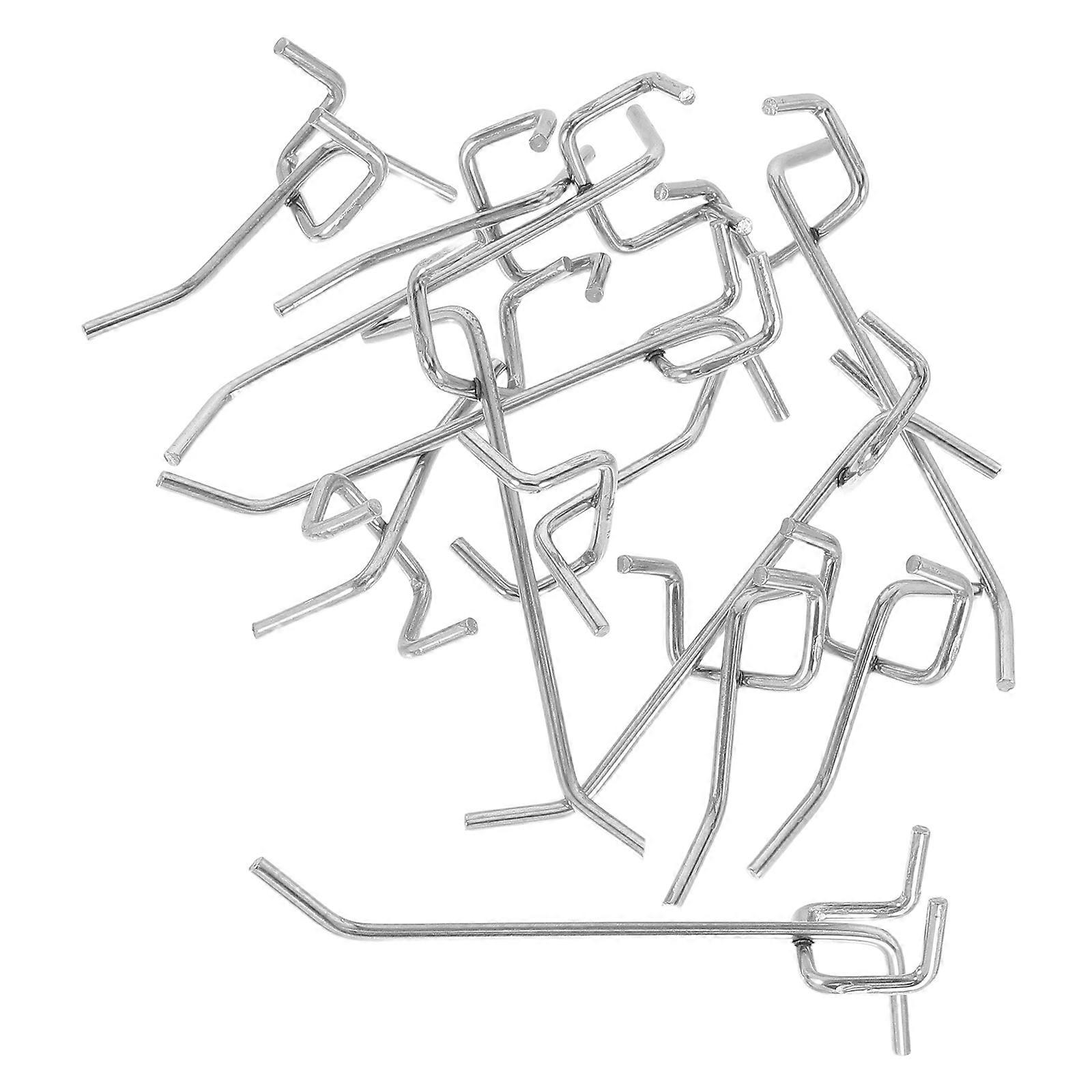 Pegboard Hooks for Hanging Tools in Silver Stainless Steel Versatile Design with Stable Support and Large Capacity 12pcs