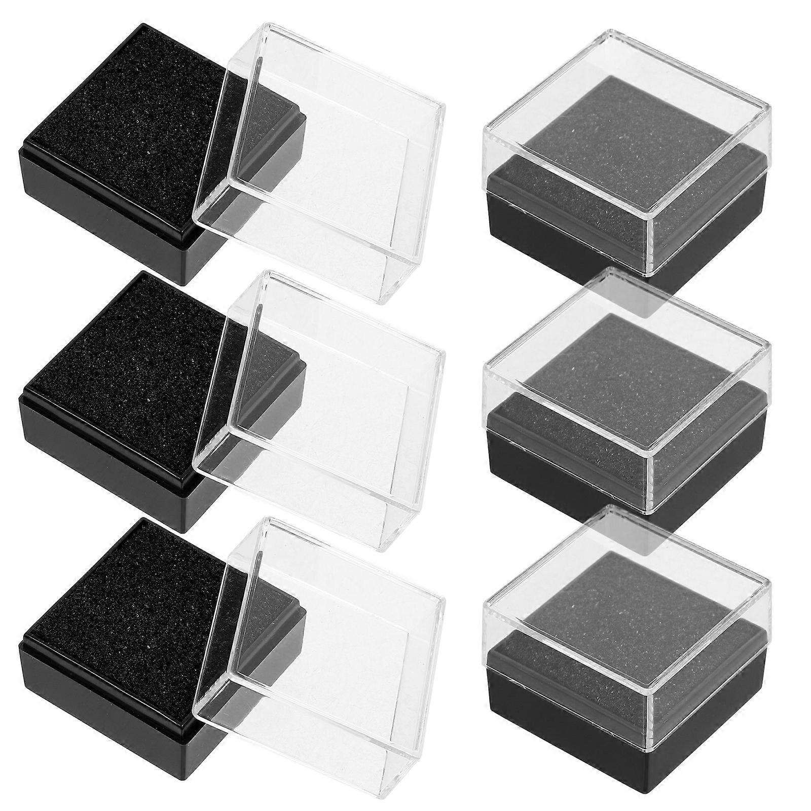 Clear Badge Display Box with Lid Pin Organizer 6Pcs Set