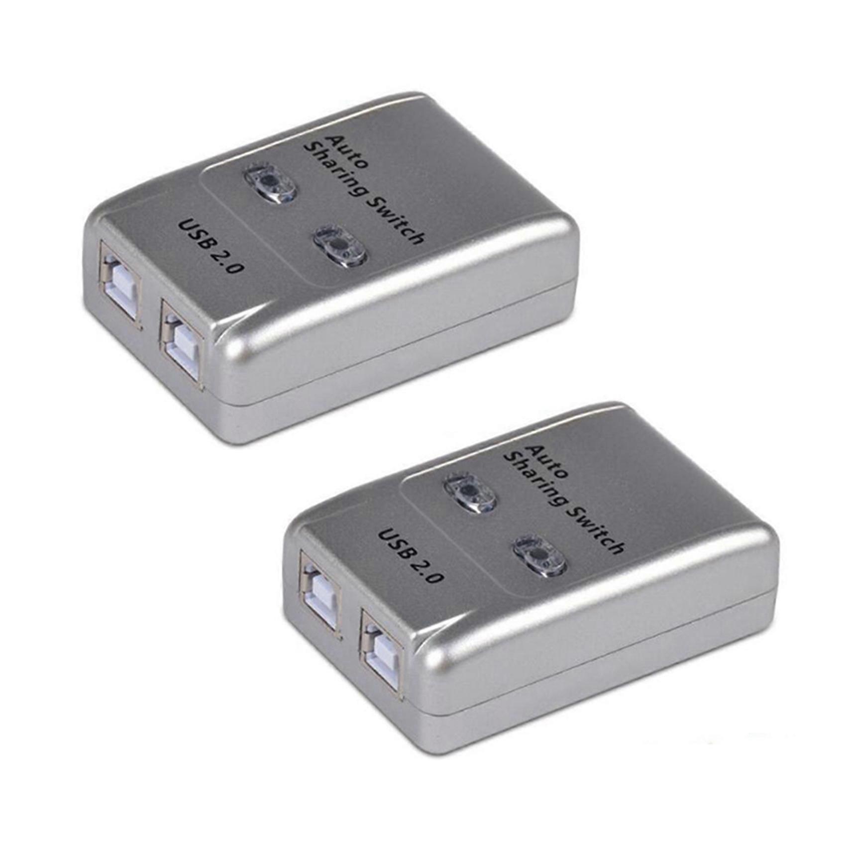 FJGEAR 2X USB 2.0 Auto Sharing Switch 2 Port HUB Adapter Switcher for 2 PC Printer USB Switch Devices Support Windows