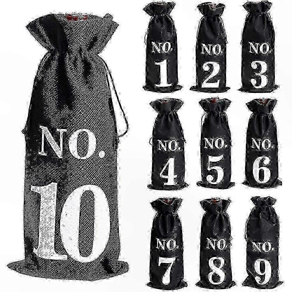 Blind Tasting Wine Bags With Pockets - 10 Pack Drawstring Bottle Sleeves For Wine Tasting