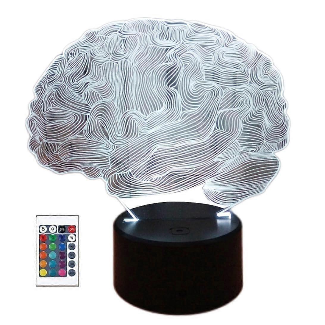 LED Night Light 3D Illusion Human Brain Lamp with Remote and Touch Control, 7 Color Changing Decor