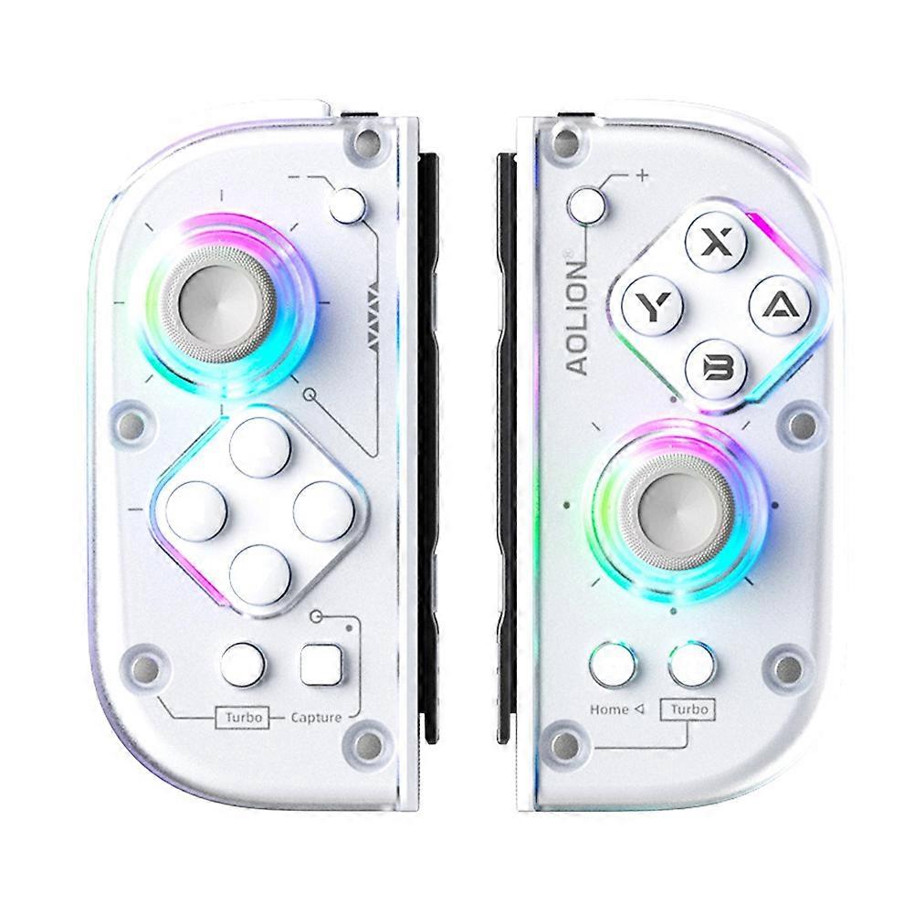 Manette de jeu Bluetooth 5.2 L/R avec éclairage RVB pour PC Android iOS Blanc