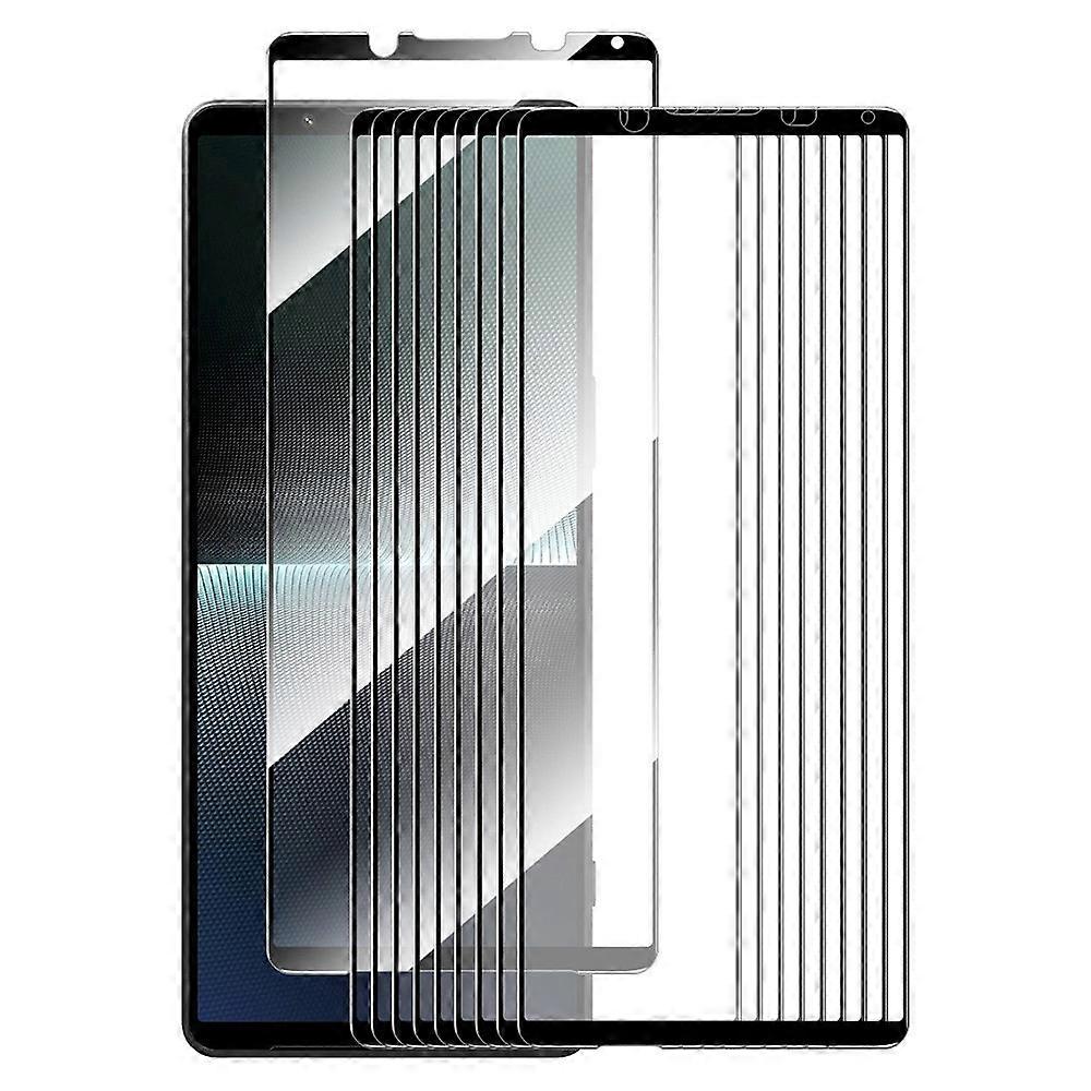 ENKAY HAT PRINCE 10Pcs高アルミニウムシリコンガラスフィルムSony Xperia 1 Vシルクプリント9H 2.5Dスクリーンプロテクターに対応