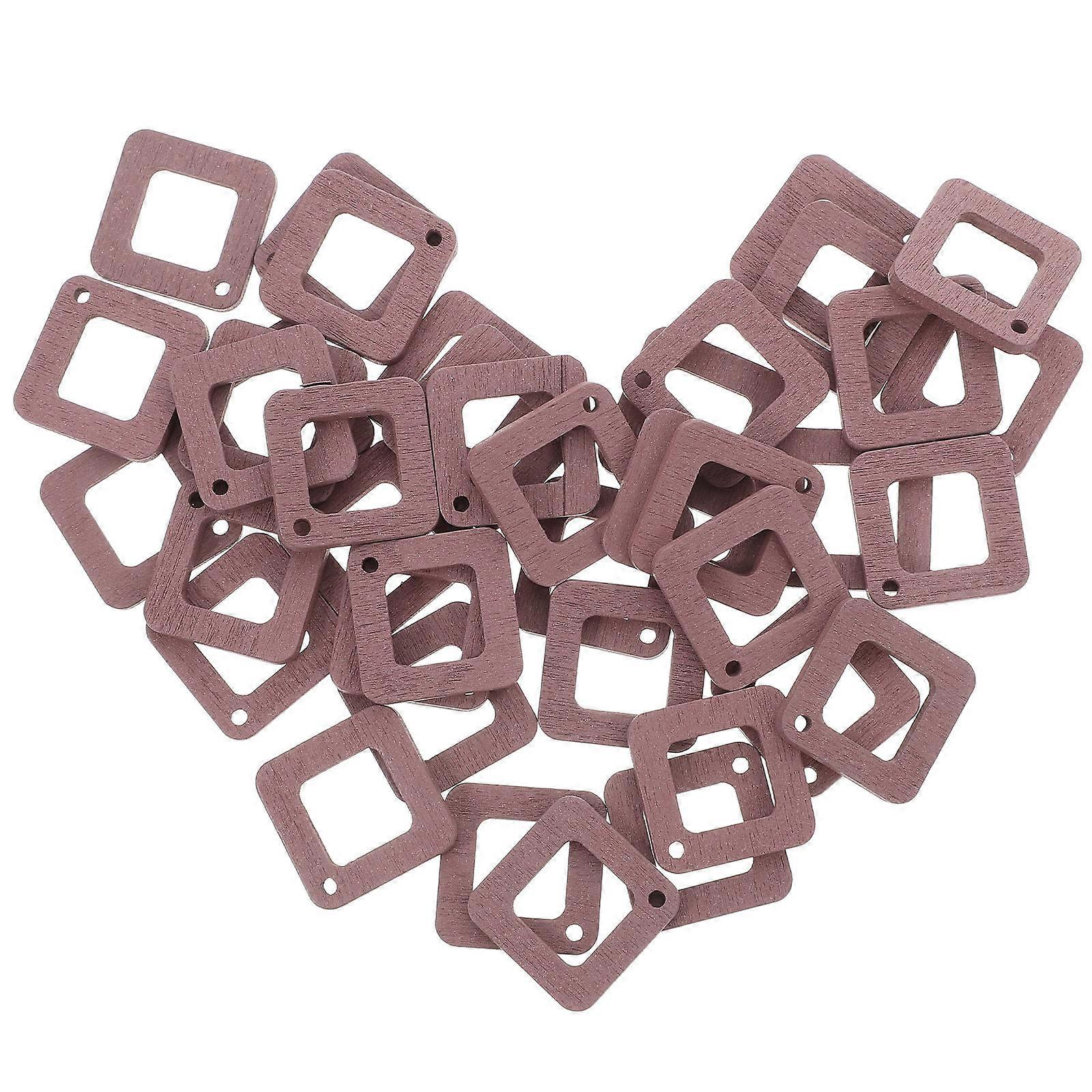 Ear Accessory Materials Natural Wooden Square Frame Charms for Decorating 40Pcs