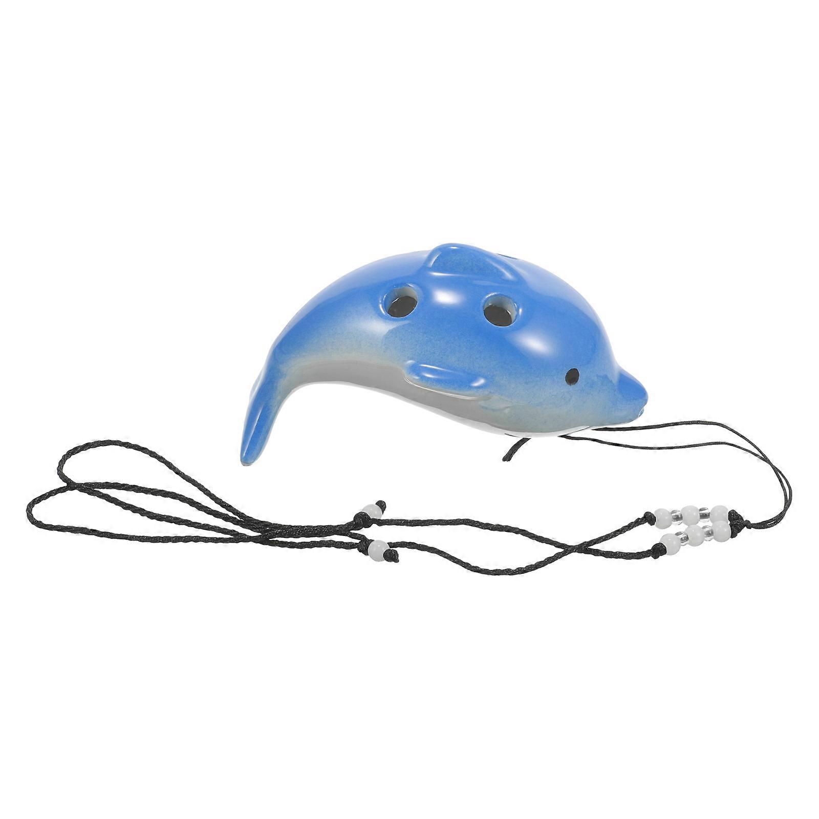Cute Dolphin Ocarina Music Instrument for Beginner 4Pcs Ceramic