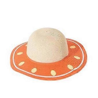 Chapéu de praia feminino de verão com aba larga, para circunferência de 56 a 58 cm, em palha, com estampa de frutas fofas - hk1009