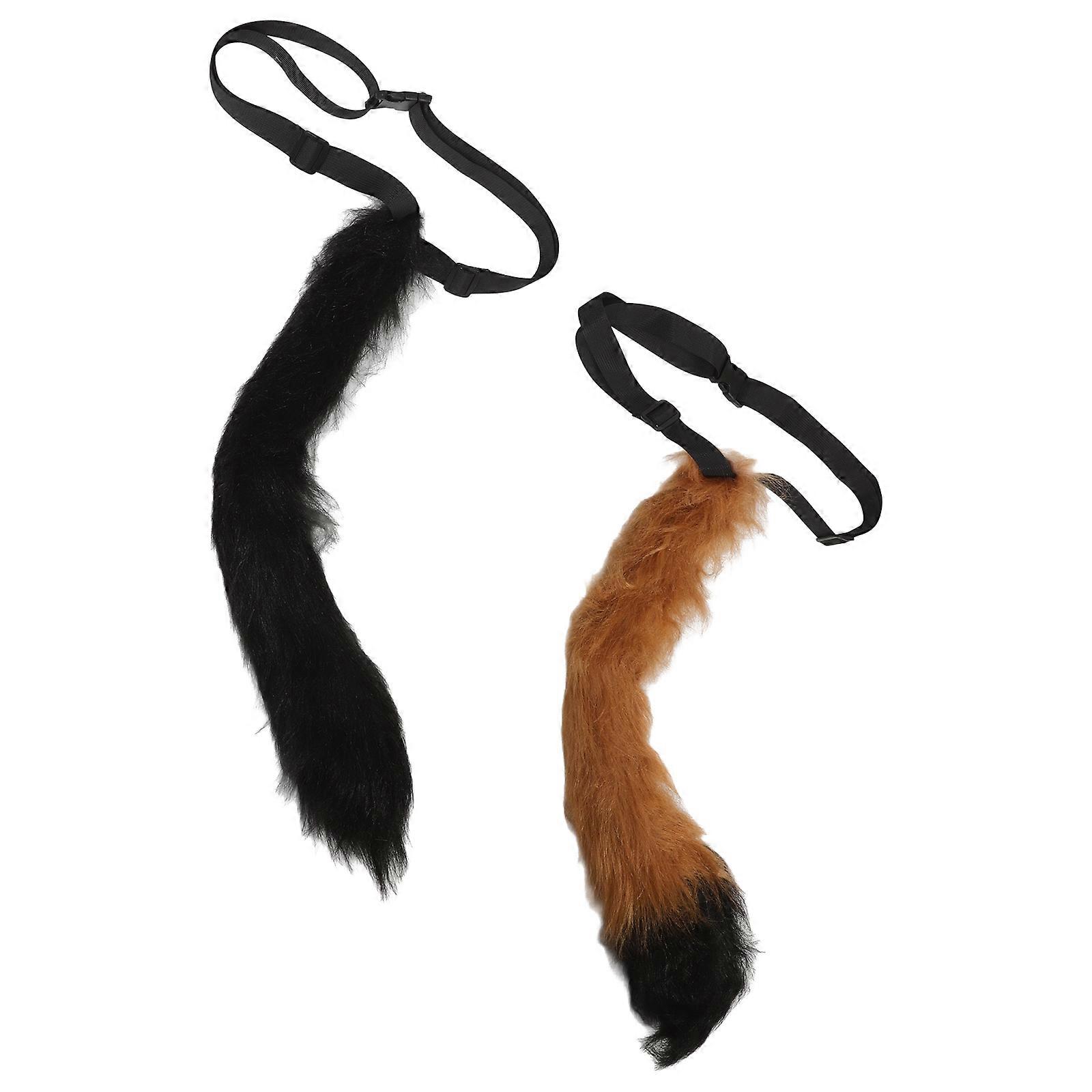Cosplay Supply Fluffy Animal Tail for Performance 2Pcs Plush Tail Costume
