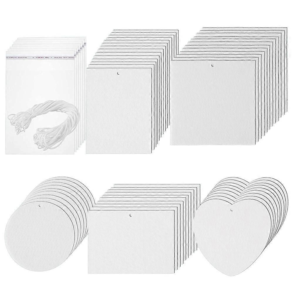 50PCS Sublimation Air Freshener Sheets Felt Air Freshener Rectangle Fragrant Sheets with Rope for Car Decoration