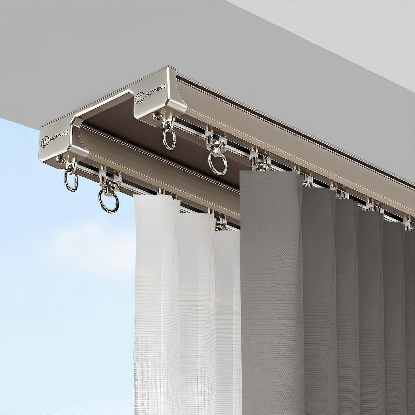 Heavy Duty Ceiling Mounted Double Curtain Track Rail with Silent Glide, Champagne, 100cm