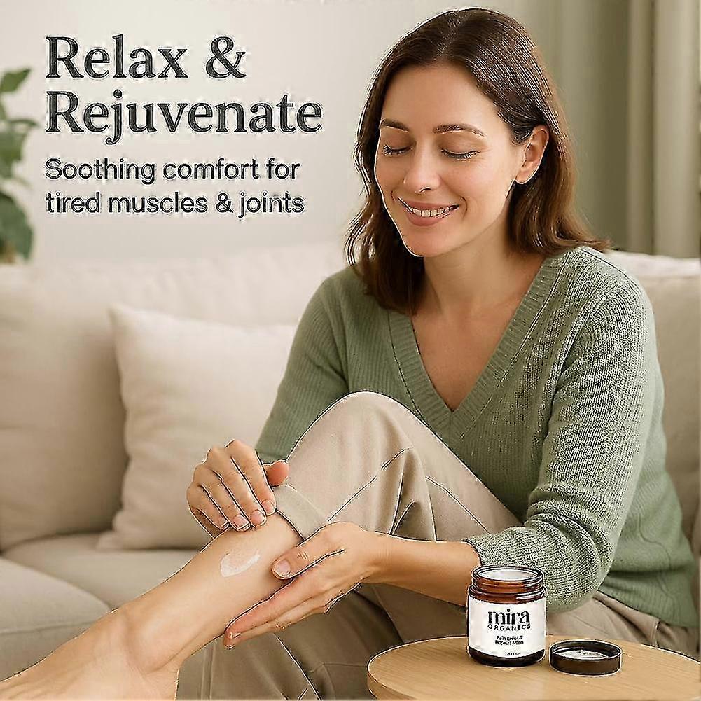 קרם להקלה ותיקון כאבים של מירה, קרם עיסוי להקלה על כאבים אורגני לגב, צוואר, ידיים, ברכיים