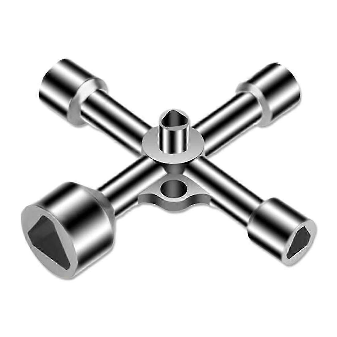 4-in-1 Triangular Key Set 5 Sizes 7-18 mm, Silver Utility Tool For Electric, Gas, Water & Electricity Meter Boxes