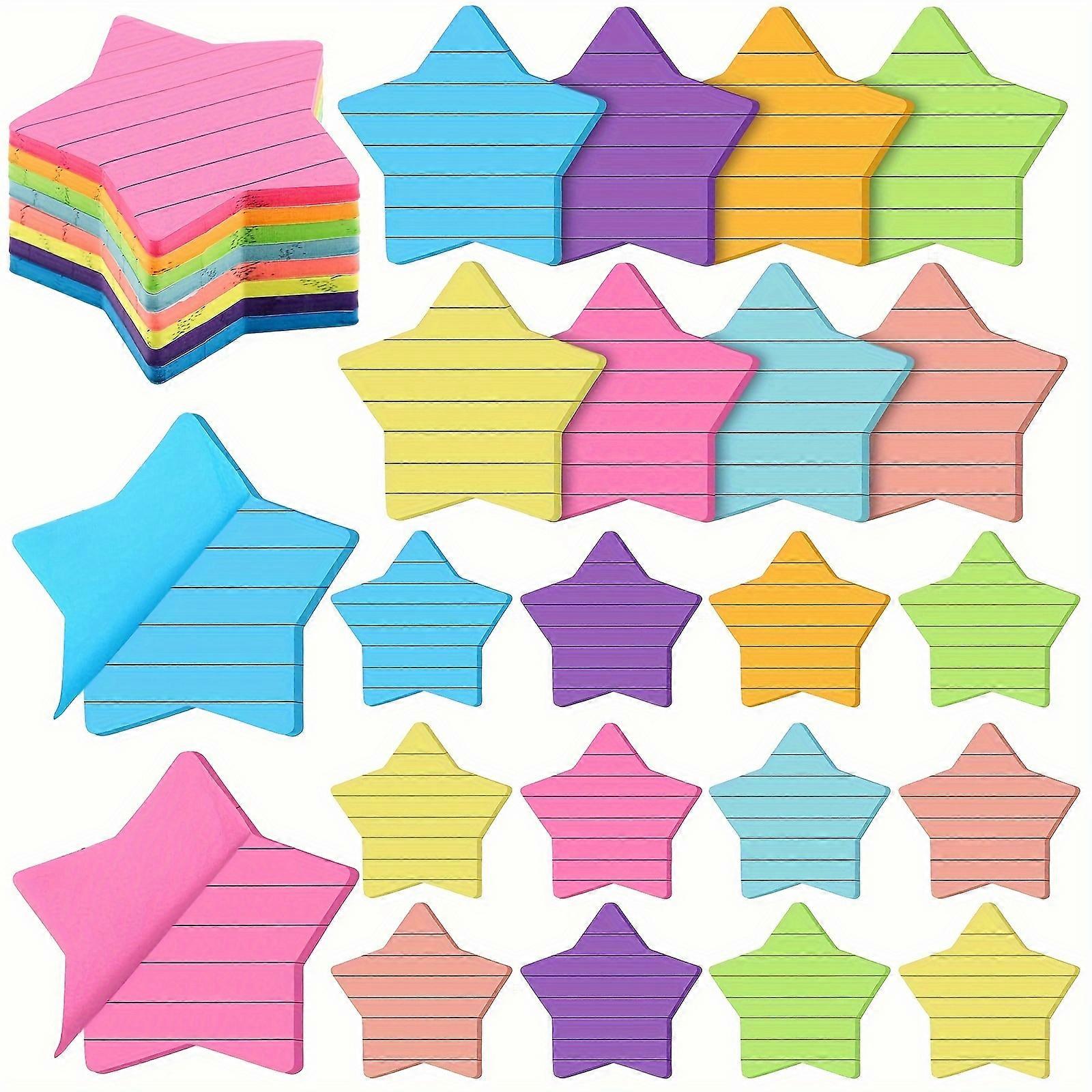 8 Pcs Star Shape Lined Sticky Notes 6 Color Bright Colorful Sticky Pad 30 Sheets/Pad Self-Sticky Note Pads
