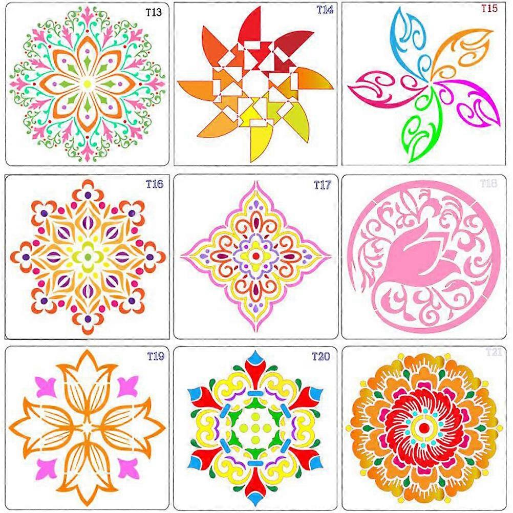 DIY Stencils Mandala Painting Template for Drawing 12Pcs White Set