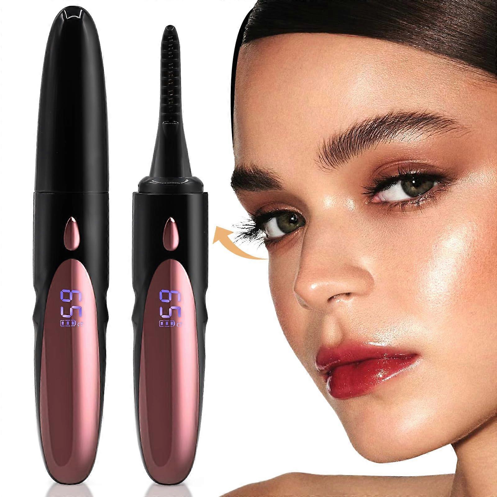 Heated Eyelash Curler Rapid 10s Heating 24h LongLasting Curl TypeC Rechargeable 4 Temp Modes Black