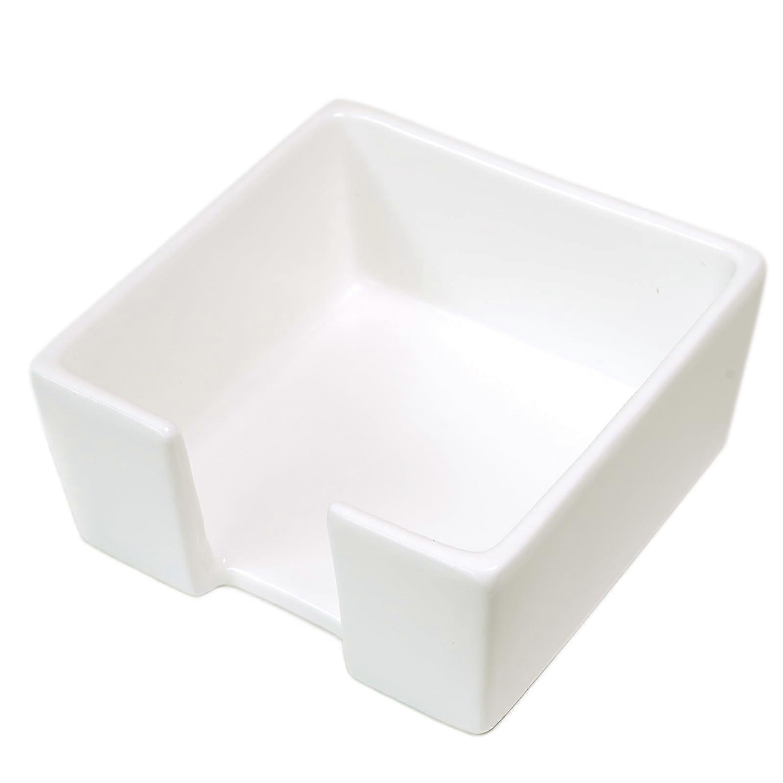 White Ceramic Sticky Note Holder and 3x3 Dispenser Organizer for Quick Desk Note Access