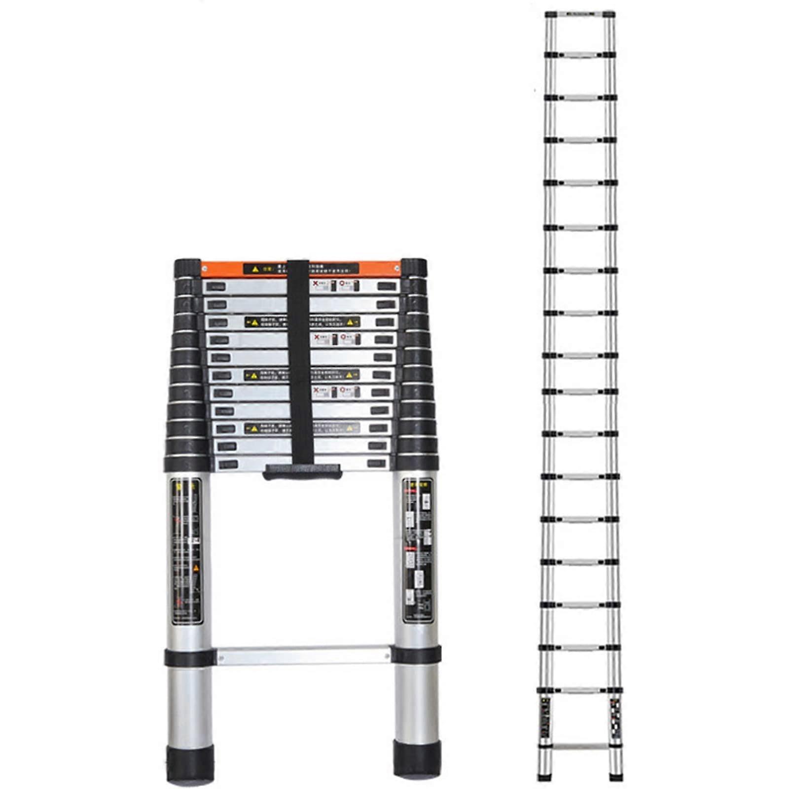 17.7Ft Telescopic Aluminum Ladder Extendable MultiPurpose for Roof Attic RV  Load Capacity