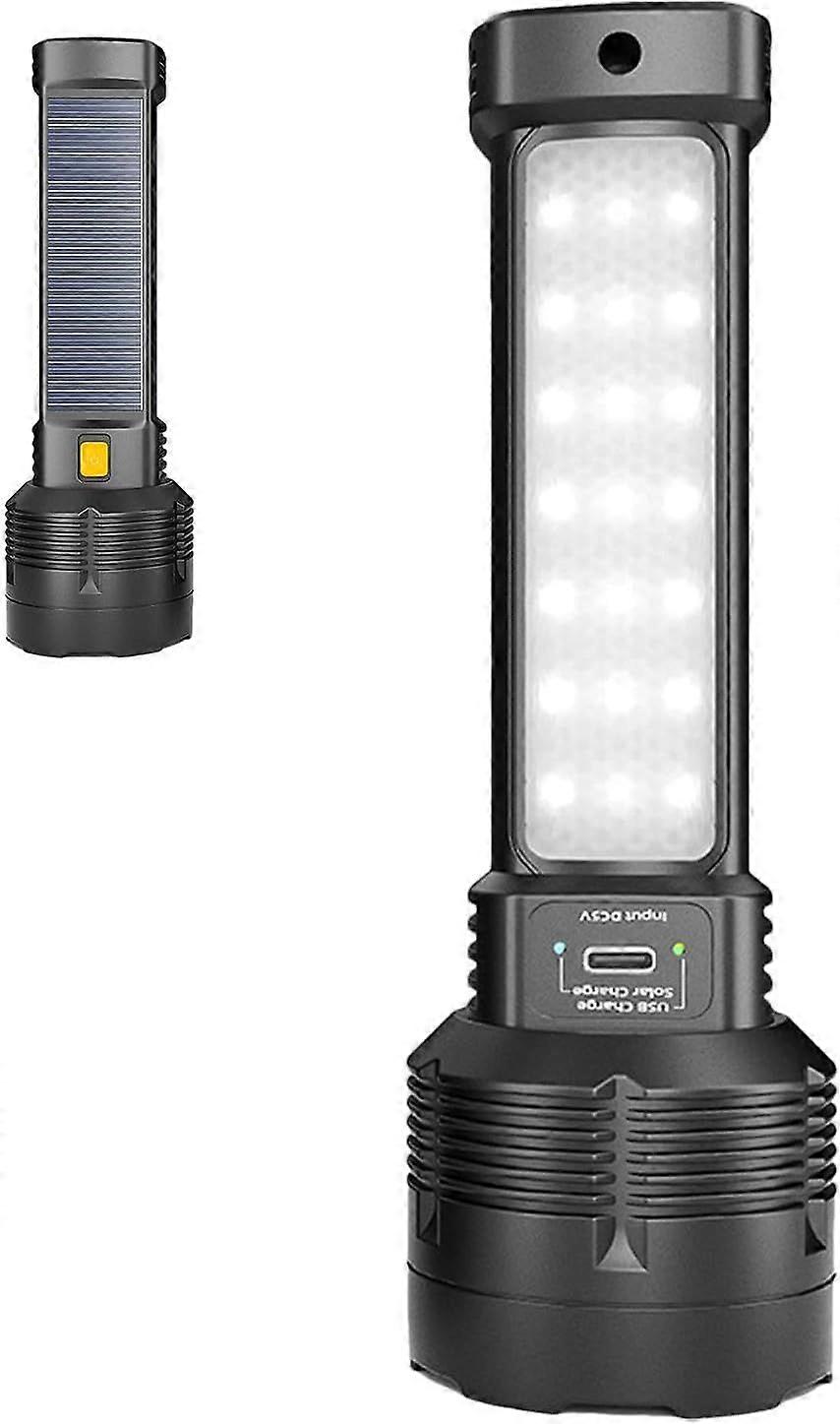 Solar Powered Flashlight | Portable LED Emergency Electric Torch | Multifunctional Waterproof Torch