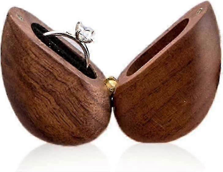 صندوق حلقة القلب مصنوع من خشب الجوز ، وسادة خاتم لاقتراح زواج الخطوبة