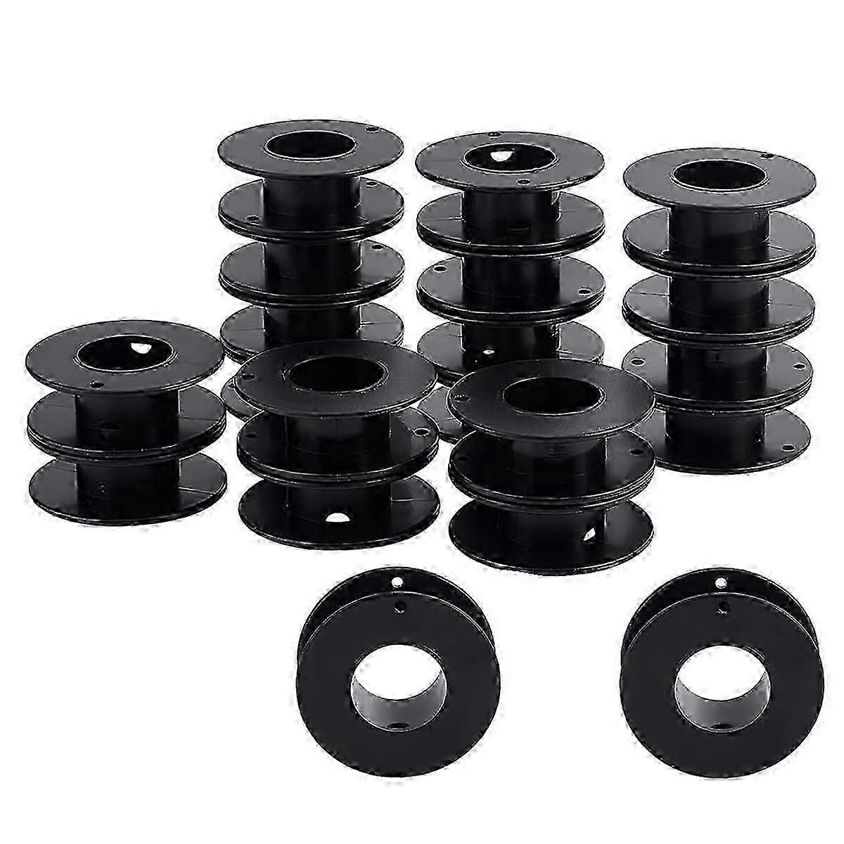 20pcs Empty Spools, 2.1x0.7 Inch Plastic Thread Spools Ribbon Spools Black Craft Spools Wire Spool Weaving Bobbins