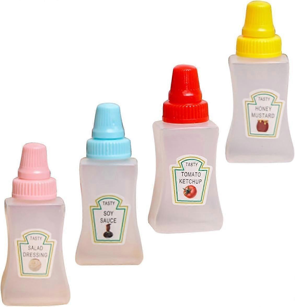 4Pcs Reusable Squeeze Bottles with Caps for Precise Portion Control BBQ Picnic Sauce Containers