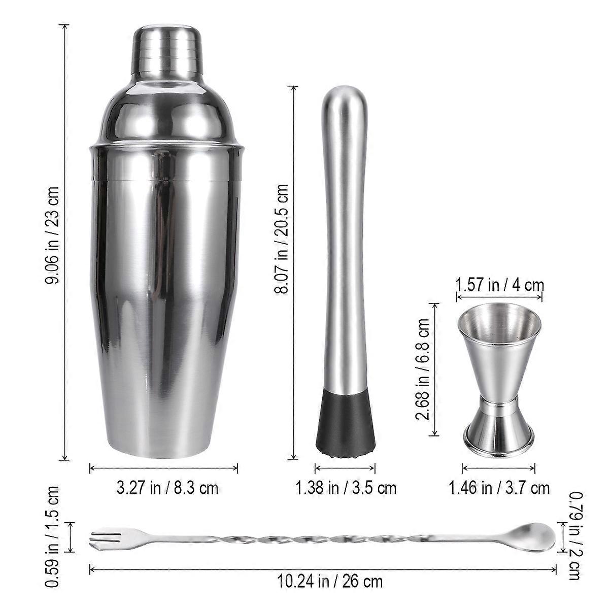 Professional Cocktail Shaker 4Pcs Bartender for Drink Making