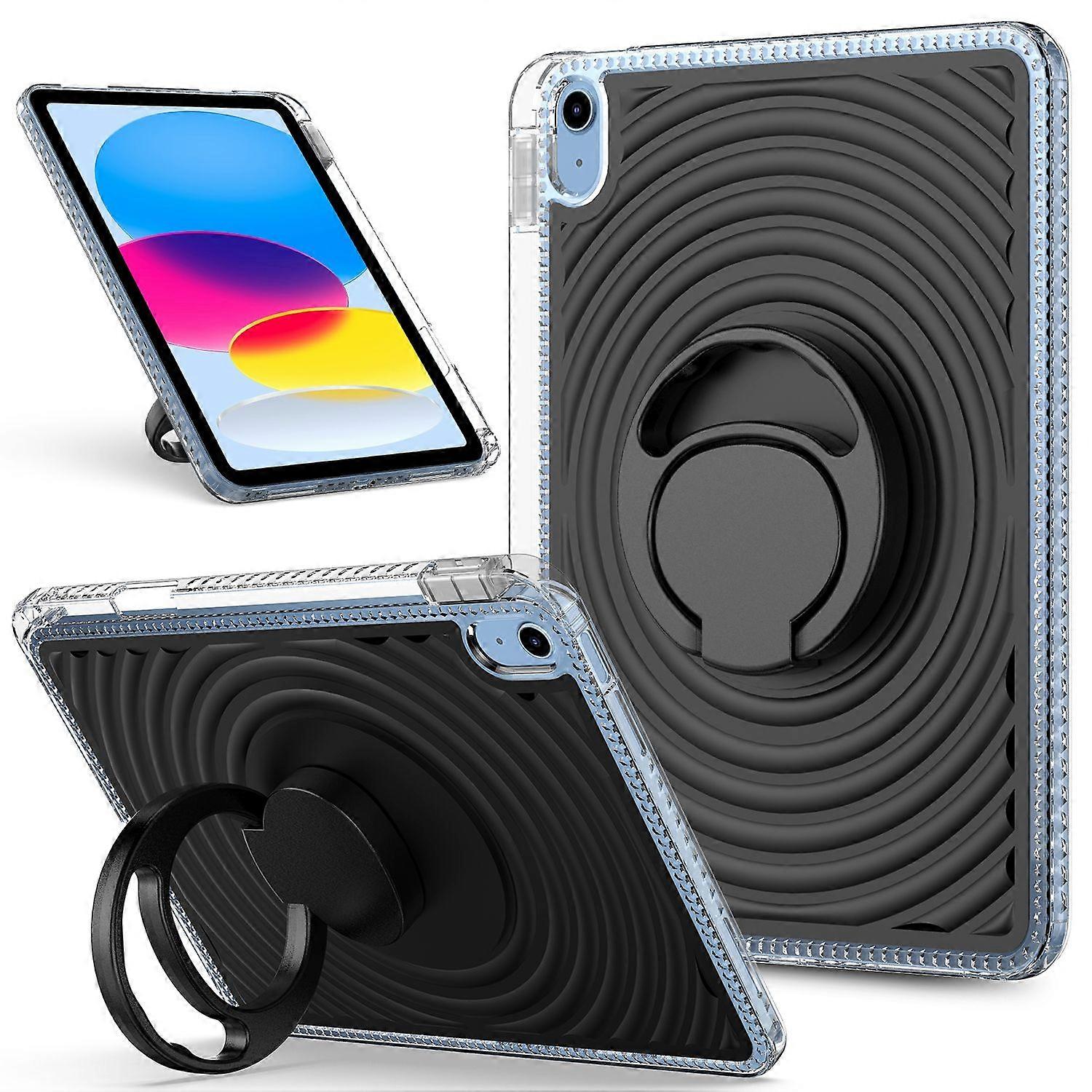 For iPad (2025)/10.9 (2022) Case Kickstand Wave Pattern Shockproof TPU+PC Tablet Cover