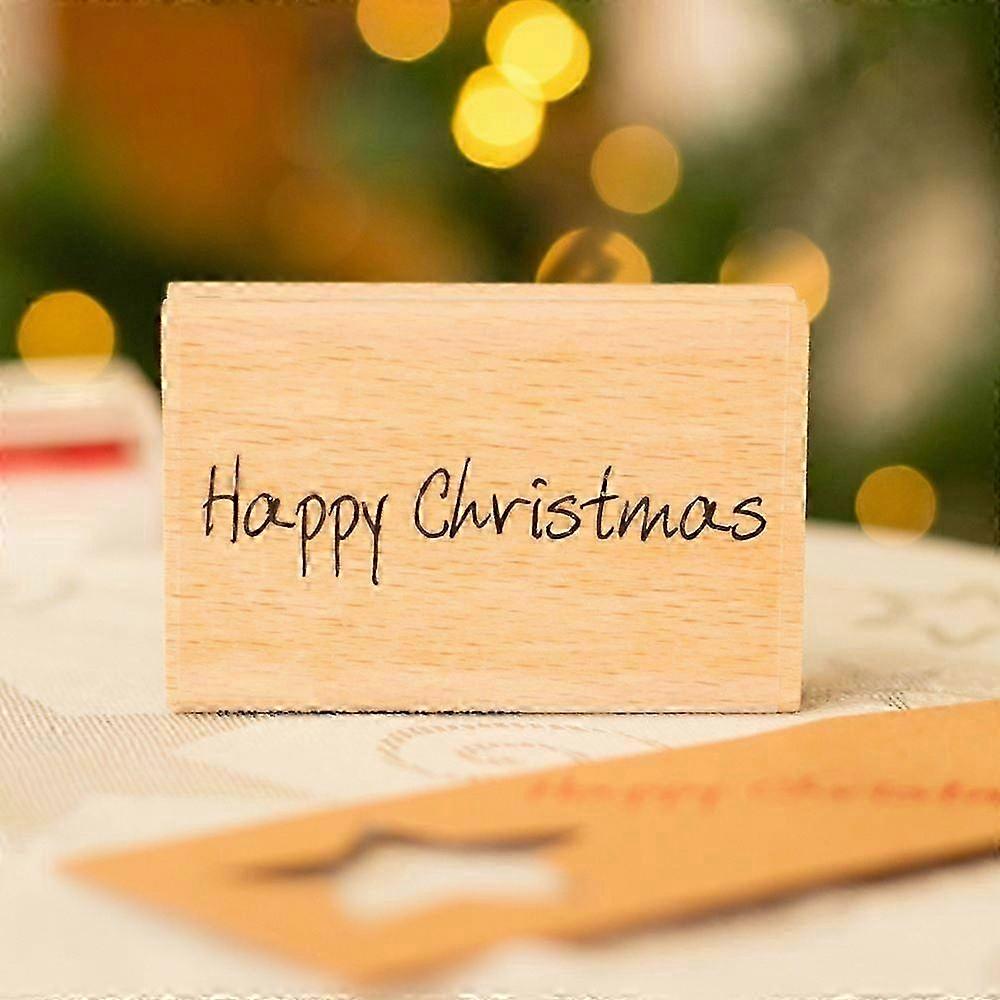 Scribbled Happy Christmas Wood Mounted Rubber Stamp