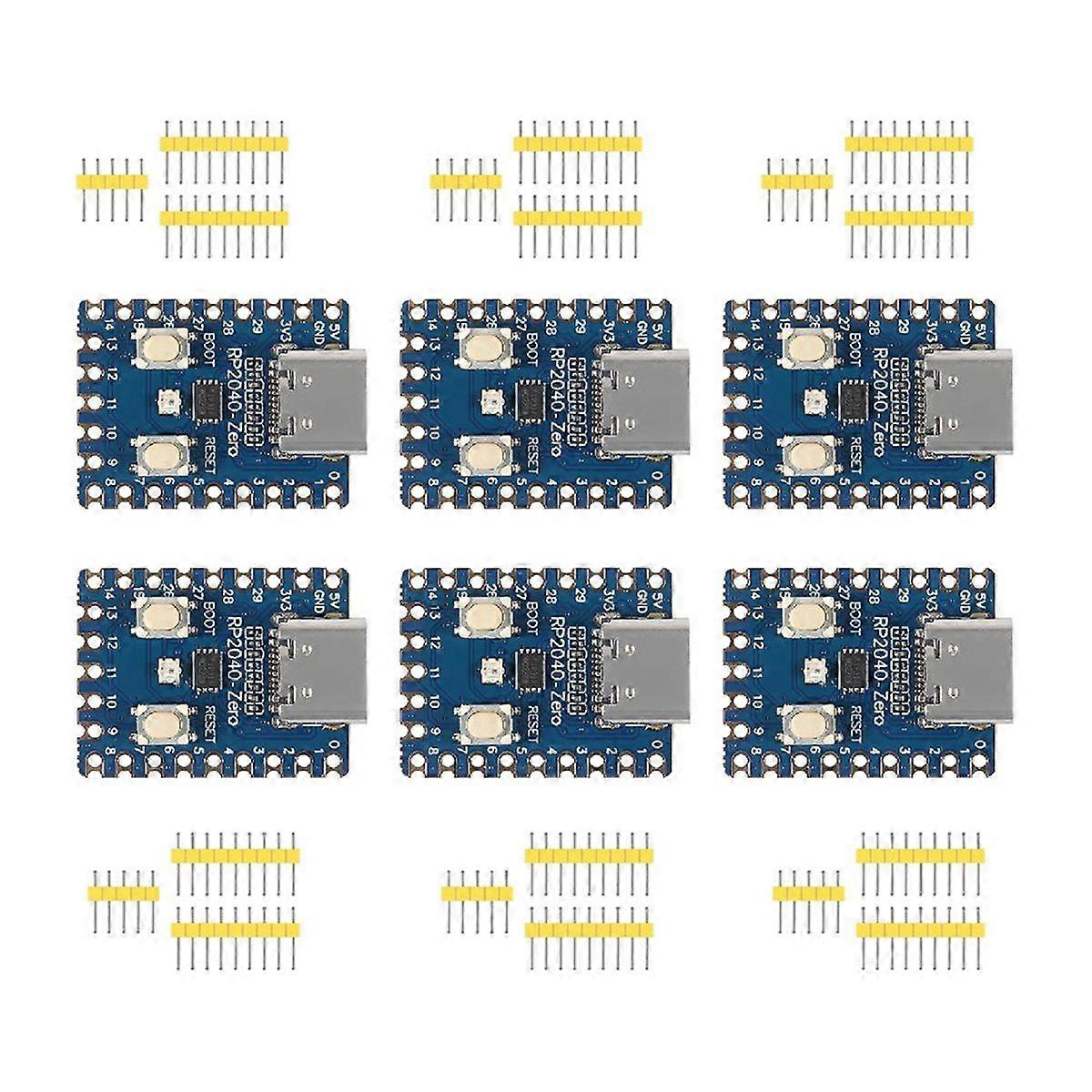 6Pack RP2040-Zero Microcontroller Board Based Development Boards Equipped with Dual Core Processor