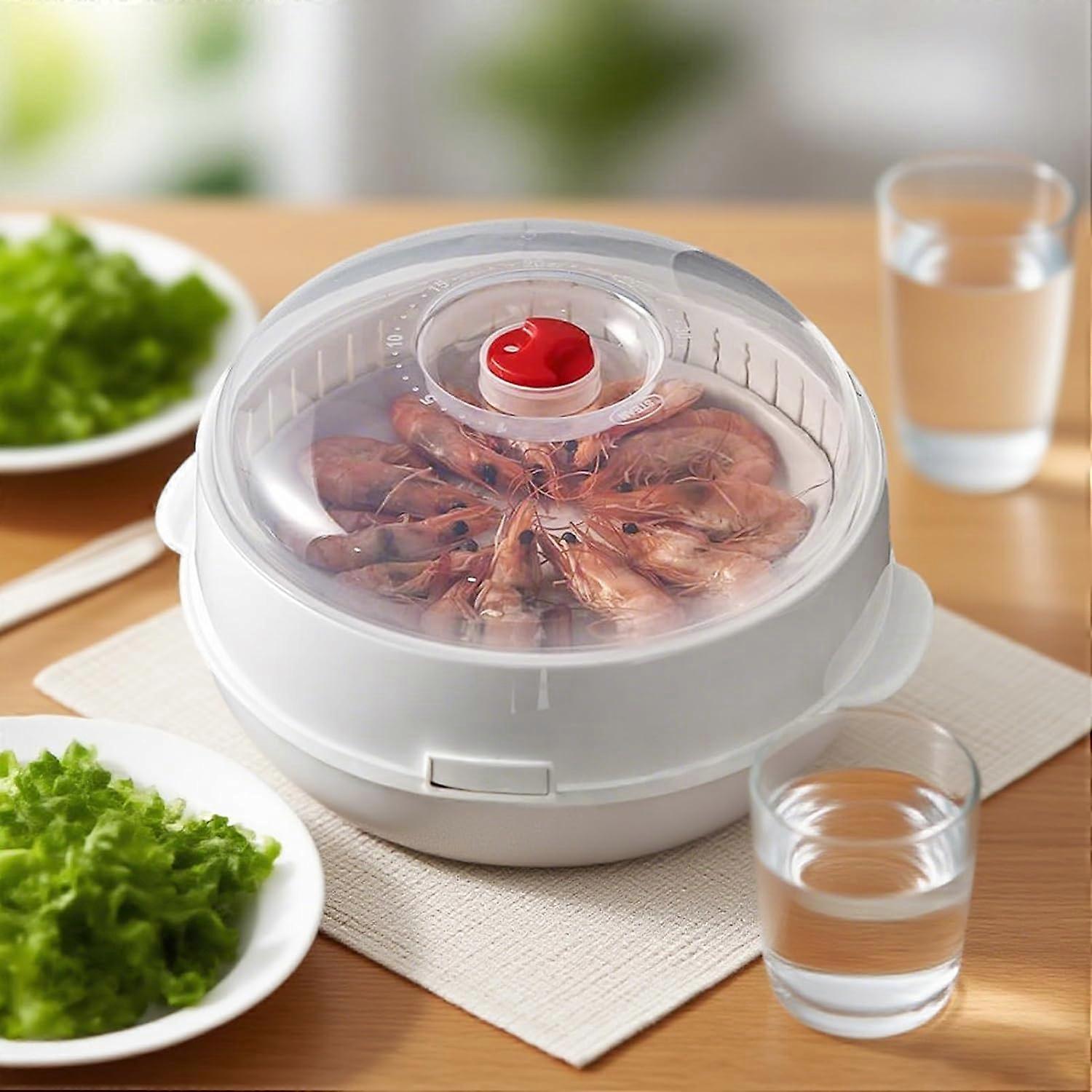 Microwave Steamer for Vegetables Rice Dumplings with Optimized Steam Circulation and Ergonomic Handle
