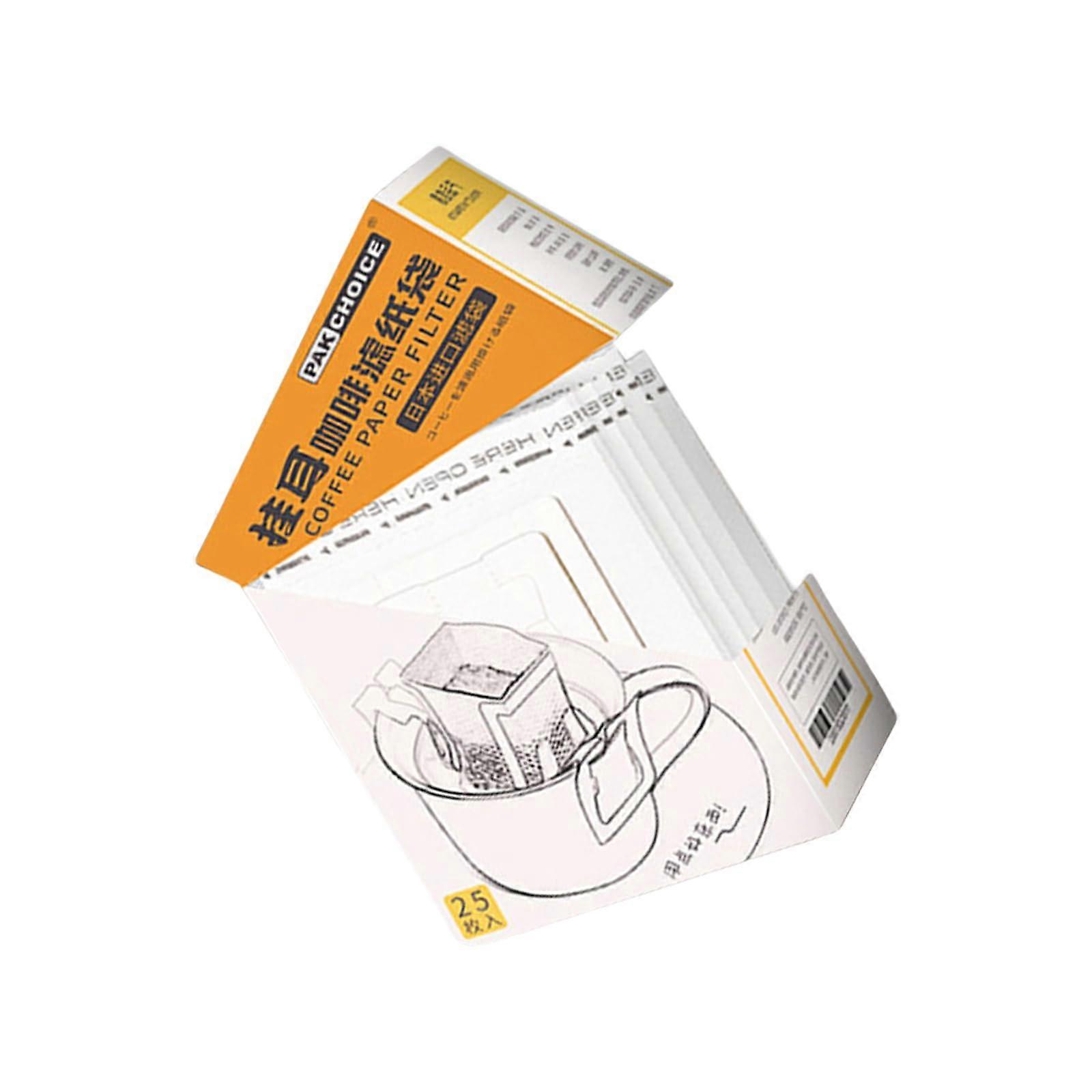 25pcs Drip Coffee Bag Disposable Hanging Filter Odor Brewing Easy Storage Yellow Box