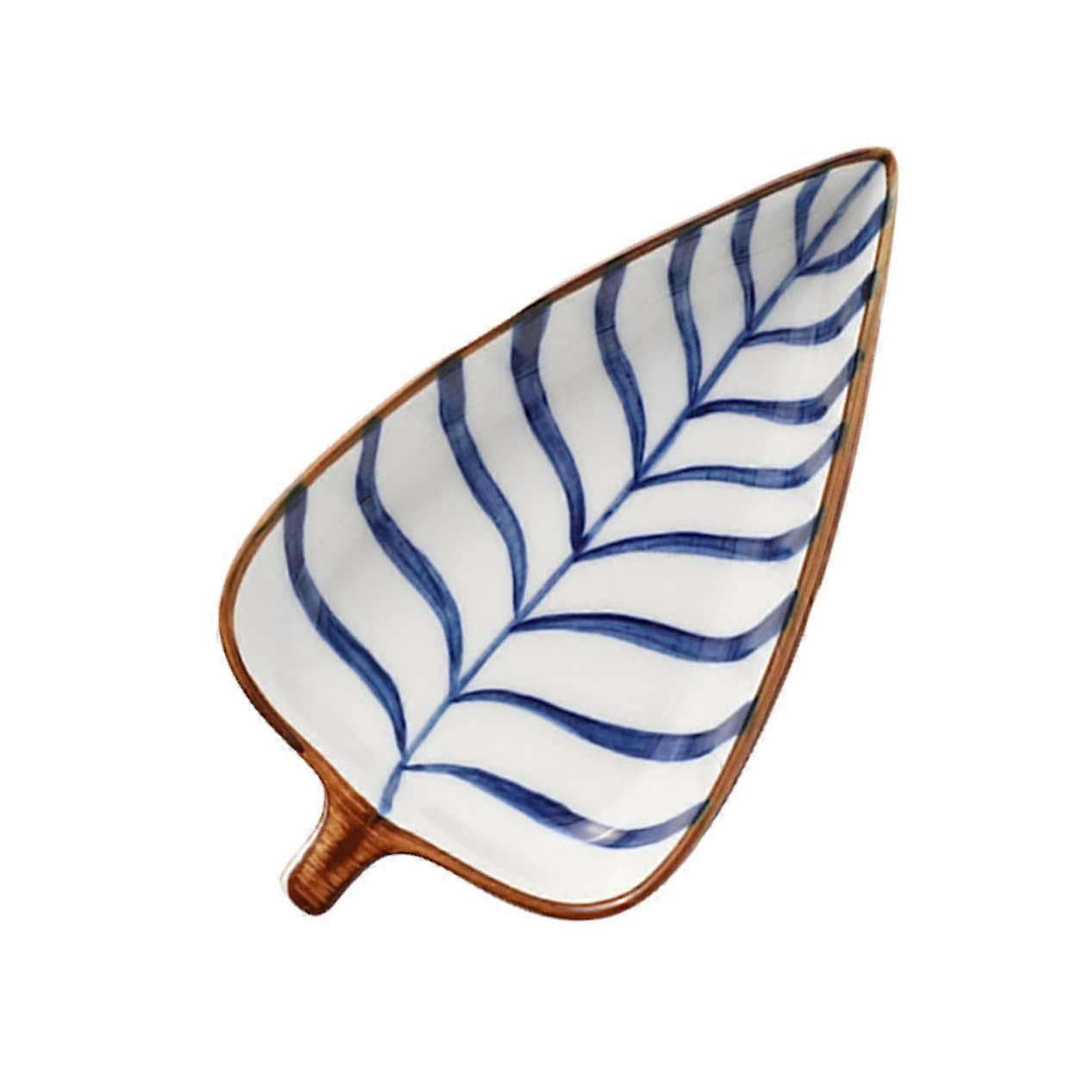 Japanese Style Ceramic Snack Plate with Creative Leaf Design for Appetizers Sauces and Condiments