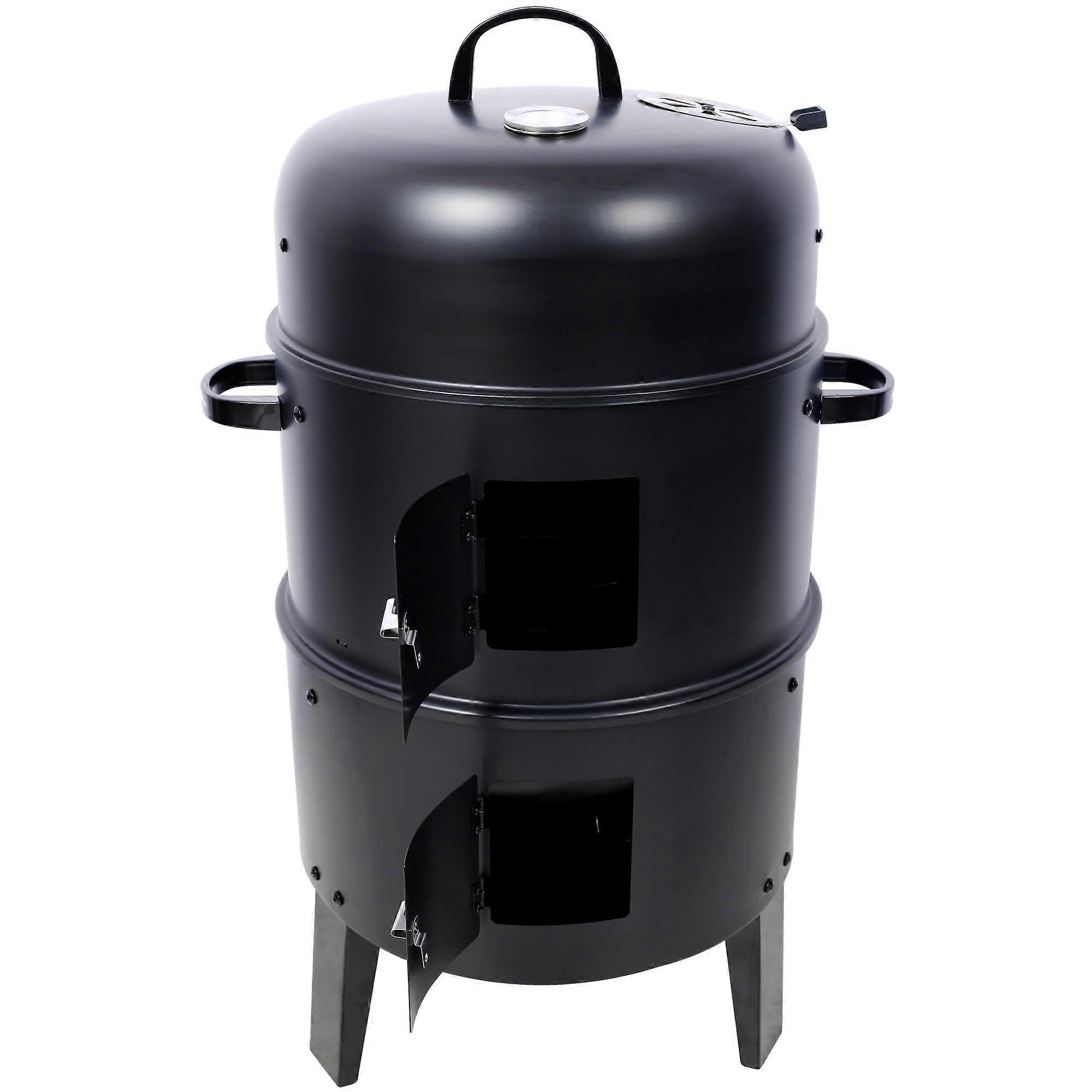 16 Inch Charcoal Smoker Grill 3in1 Cooking Function with Temperature Control for Outdoor Camping