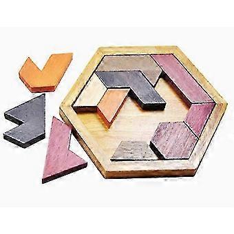 Childrens Wooden Toy Hexagon Puzzle Geometric Shape Jigsaw Puzzle Multicolor 1 Piece kit