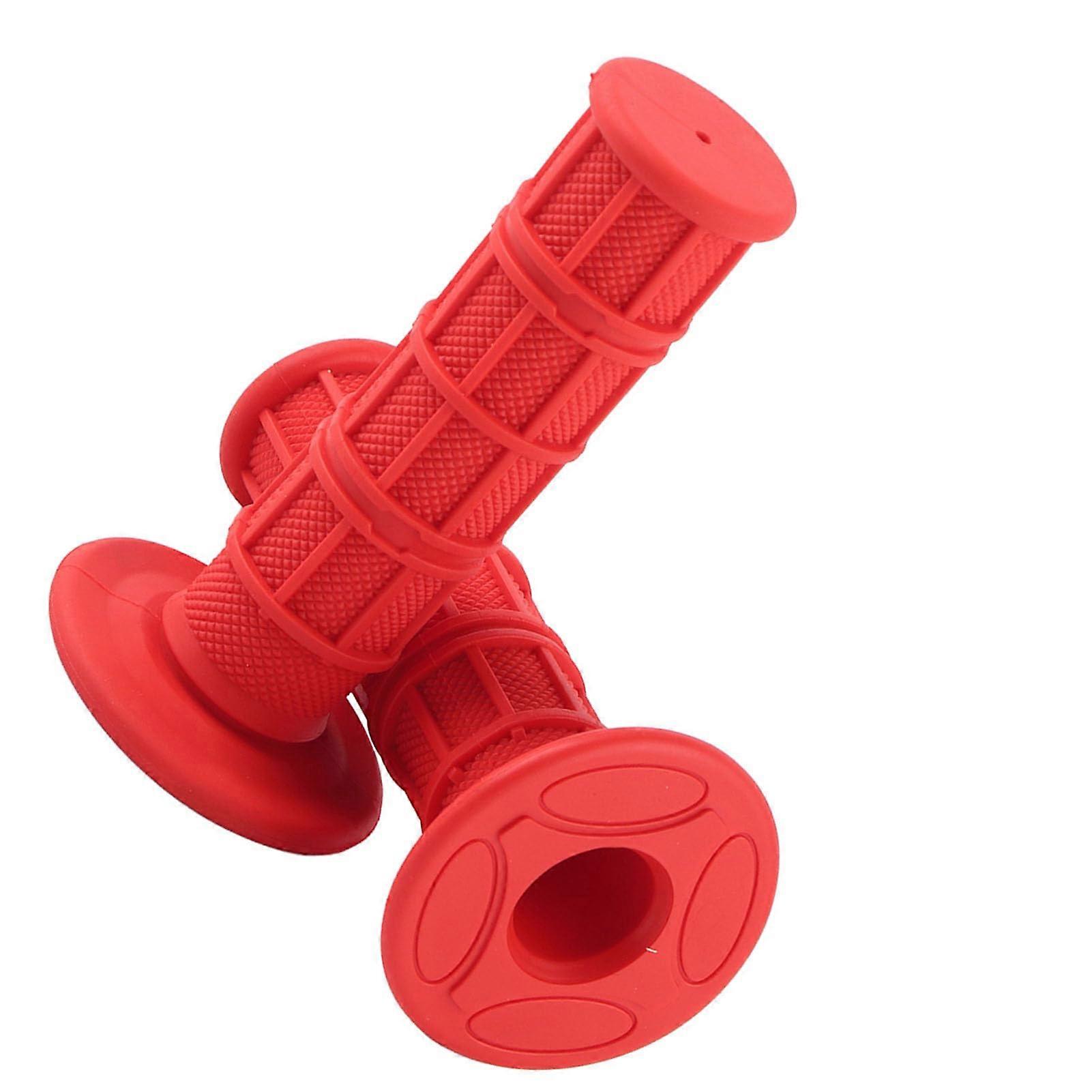 Universal 7/8 Inch Motorcycle Handlebar Grips, Comfortable Silicone, Deep Red Grip Set