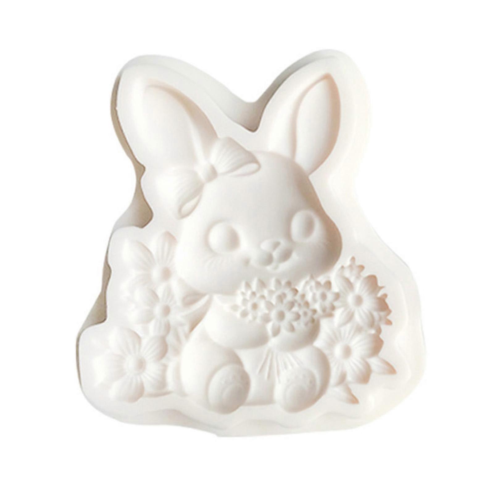 Rabbit Silicone Mold Easter Bunny Floral Pattern Chocolate Candy Making Mold Flexible Reusable Easy
