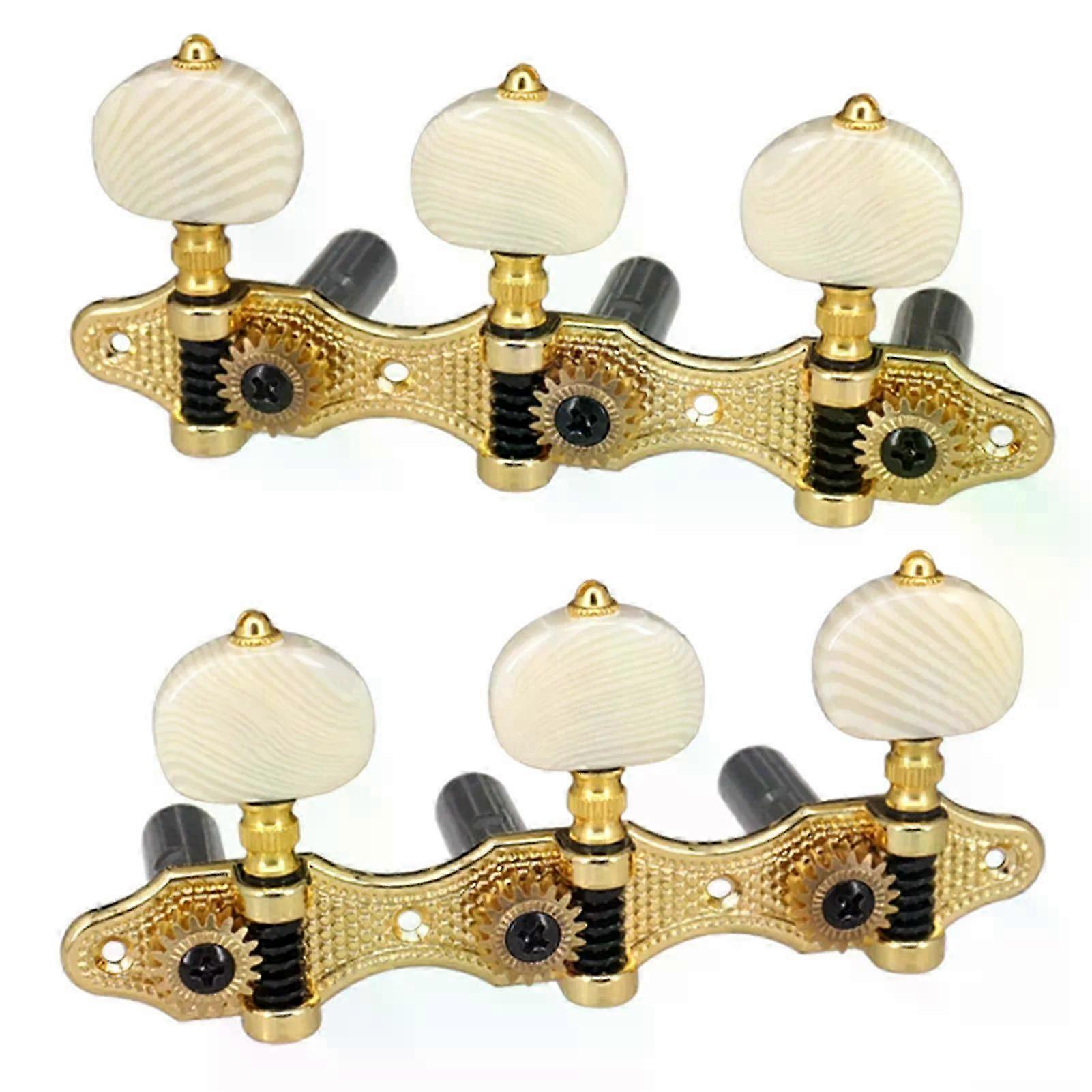 2 tuning pegs for classical and acoustic guitars, 1:18 tuning wrench, 3 left-side knobs, 3 right-side knobs, mini replacement parts.