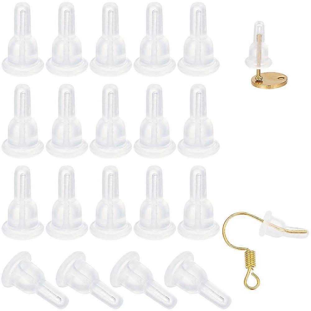 Clear Silicone Full-covered Ear Nuts Earring Backs 10x6x6mm Hole: 0.7mm 100pcs/box