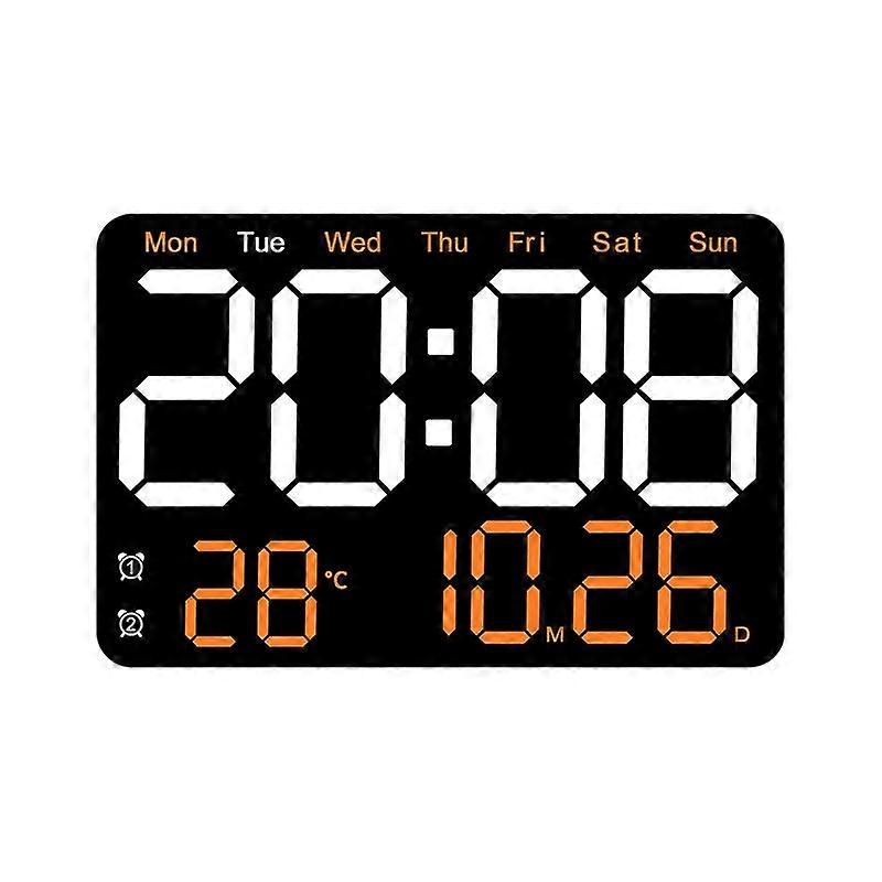 LED Digital Display Electronic Wall Clock, Color: Orange