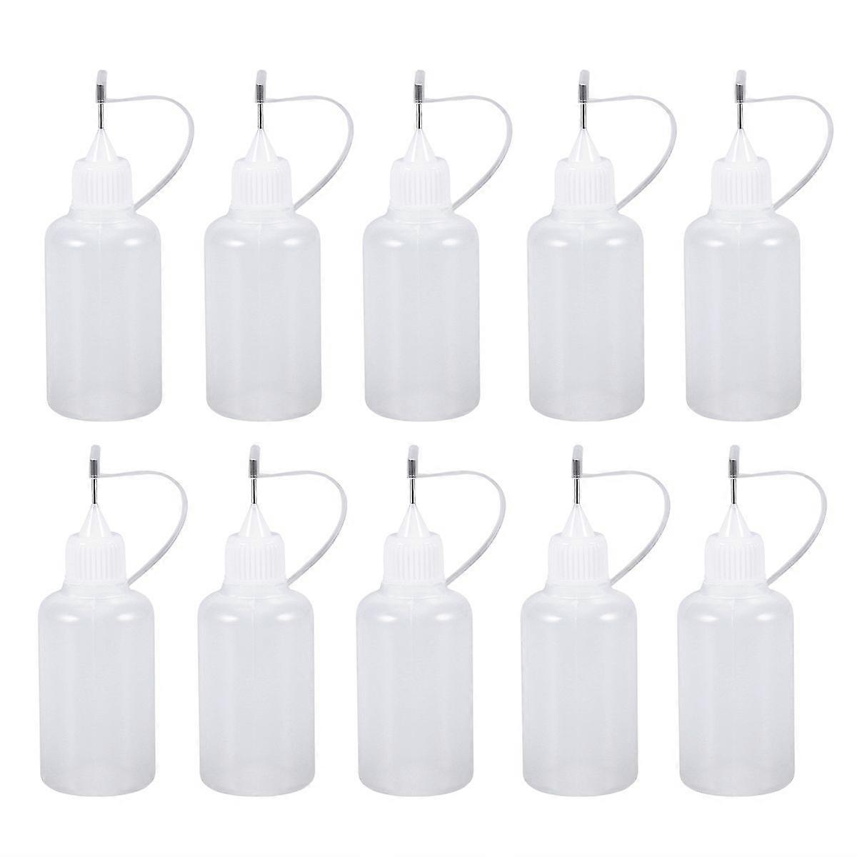 10Pcs 30ml Needle Tip Glue Bottle Applicator DIY Quilling Tool Precision Bottle (White)