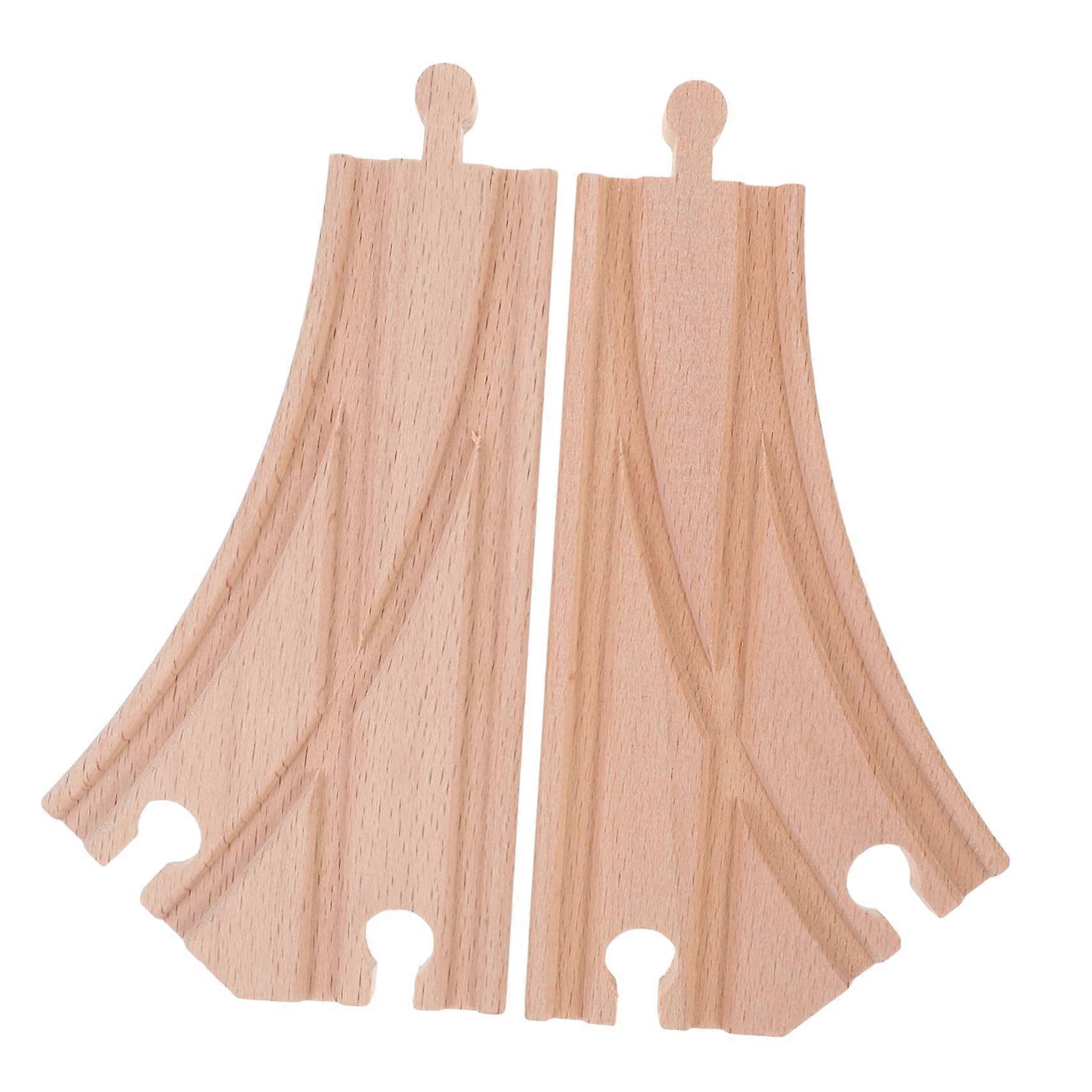 2pcs Wooden Train Track Switch Set for Thomas, MultiDirectional Durable Railway Accessories