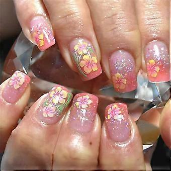 24 Pcs Short Square Press On Nails with Elegant Floral Glitter Full Cover Acrylic Fake Nails